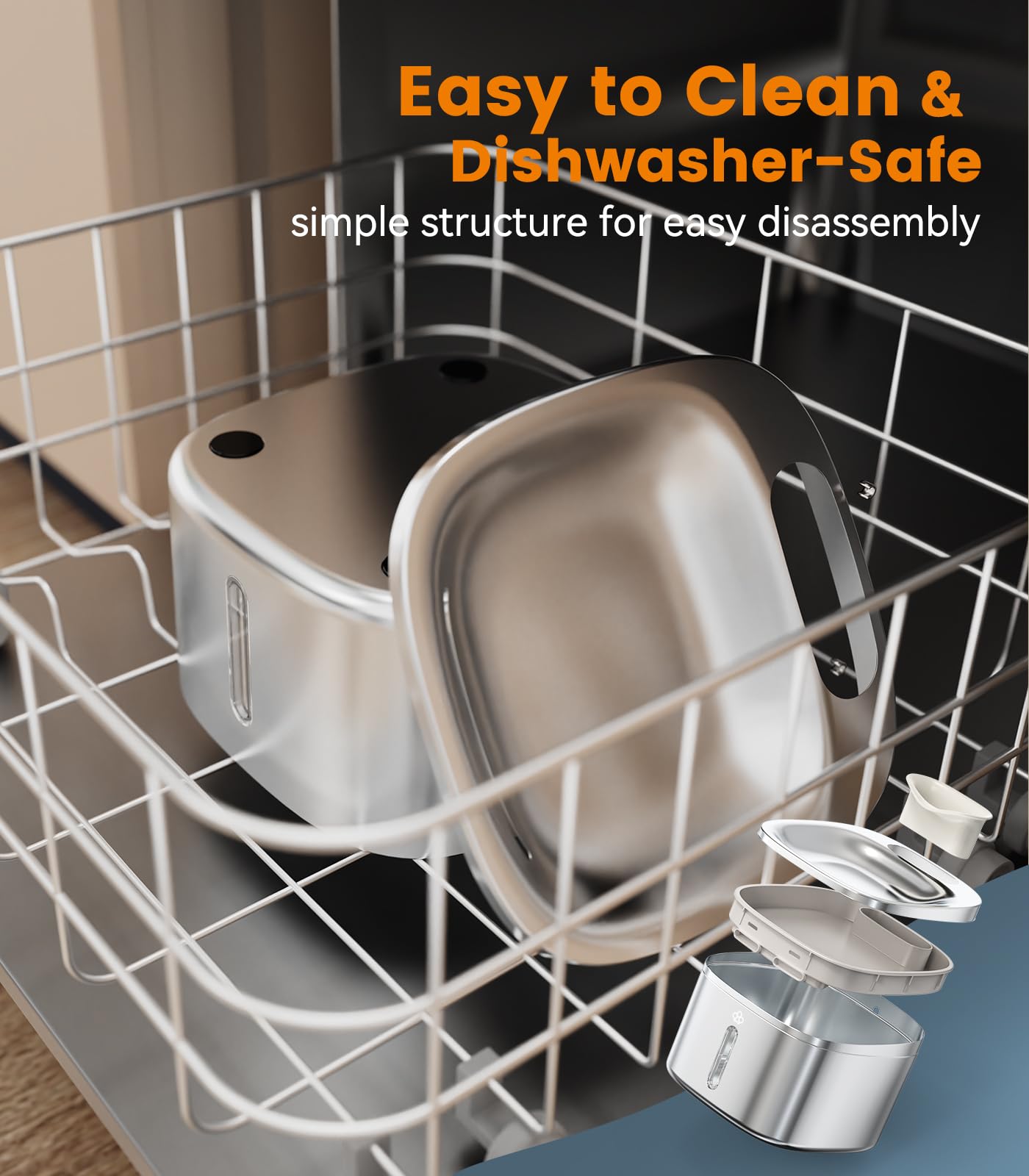 Fuente de Agua oneisall Acero Inoxidable Bomba Silenciosa para Gatos en Interiores