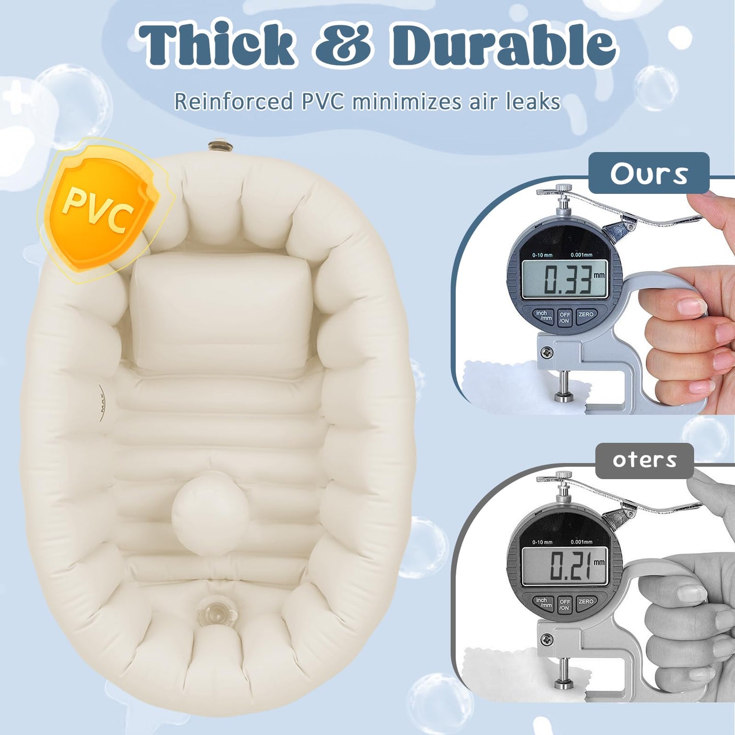 Bañera inflable para bebé, baño plegable para bebé con soporte para la espalda, bañera portátil de viaje para recién nacidos con orificio de drenaje, bañeras plegables para bebés de lactante a niño