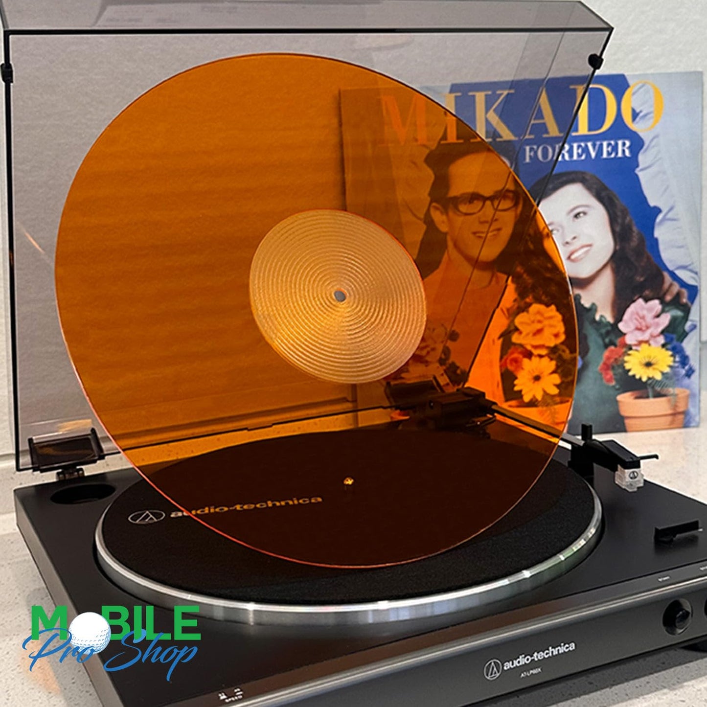Mobile Pro Shop Turntable Acrylic Slipmat for Vinyl LP Record Players - 2.7mm thick Provides Tighter bass & improves sound quality - 12" Platter mat (Orange_lit)