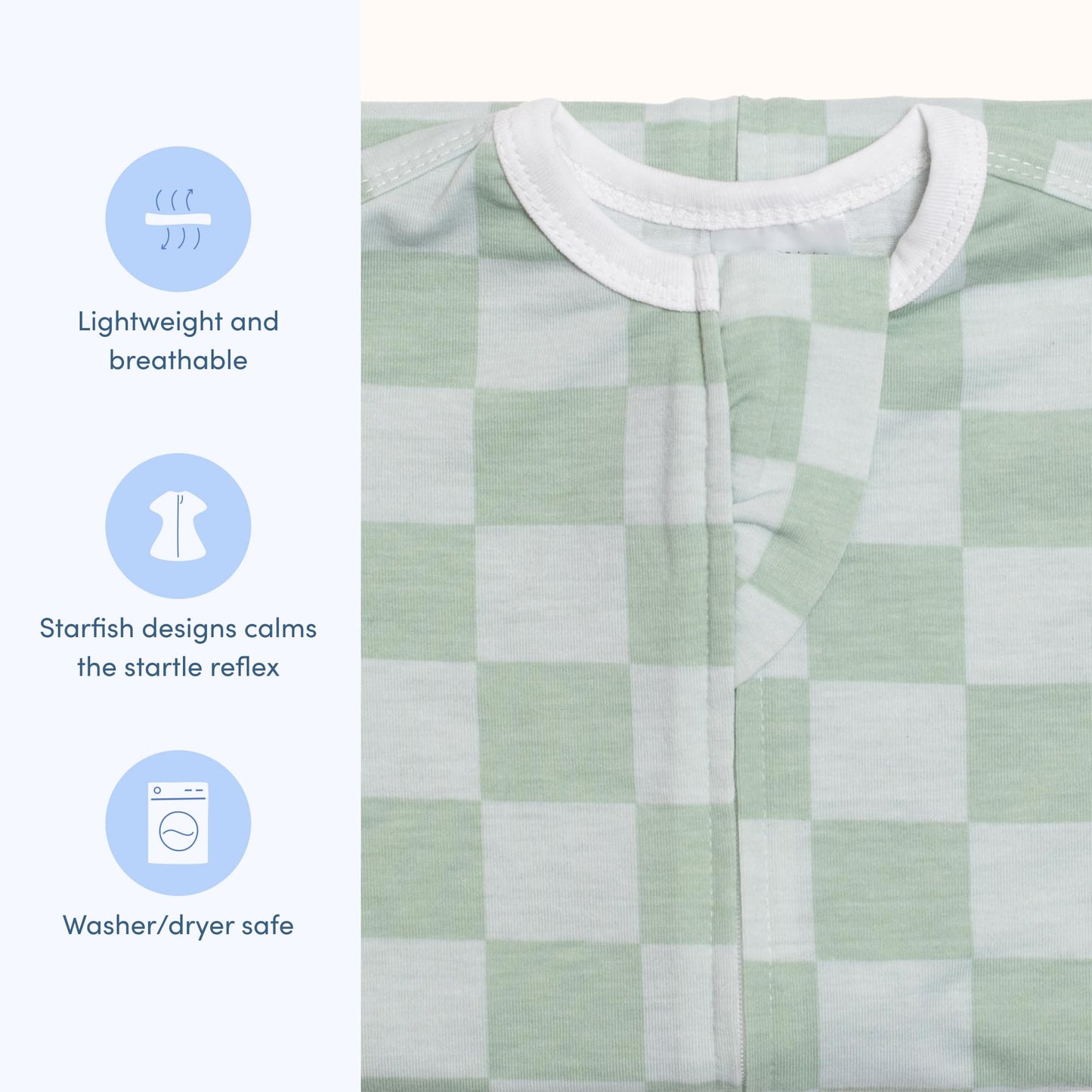 SleepingBaby Zipadee-Zip Transition Swaddle - Manta para bebé con cremallera para mayor comodidad - Manta portátil espaciosa para cambios de pañal fáciles - Verde mar/Azul, XS (3-6 Meses)
