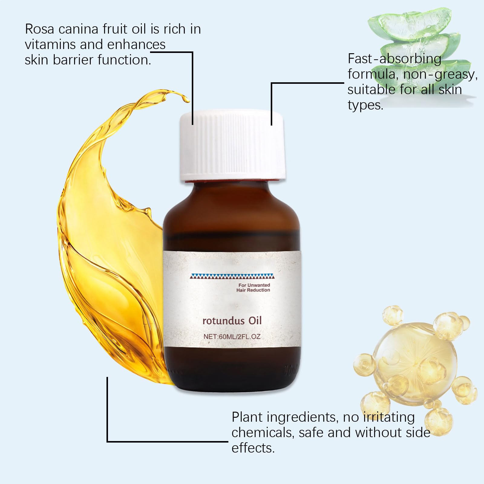 Pack de 2 Aceites de Cyperus Rotundus 100% Puro para Depilación y Reducción de Vello - 60 ml cada uno - Piel Suave y Sin Vello - ¡Aprovecha esta Oferta en Línea!