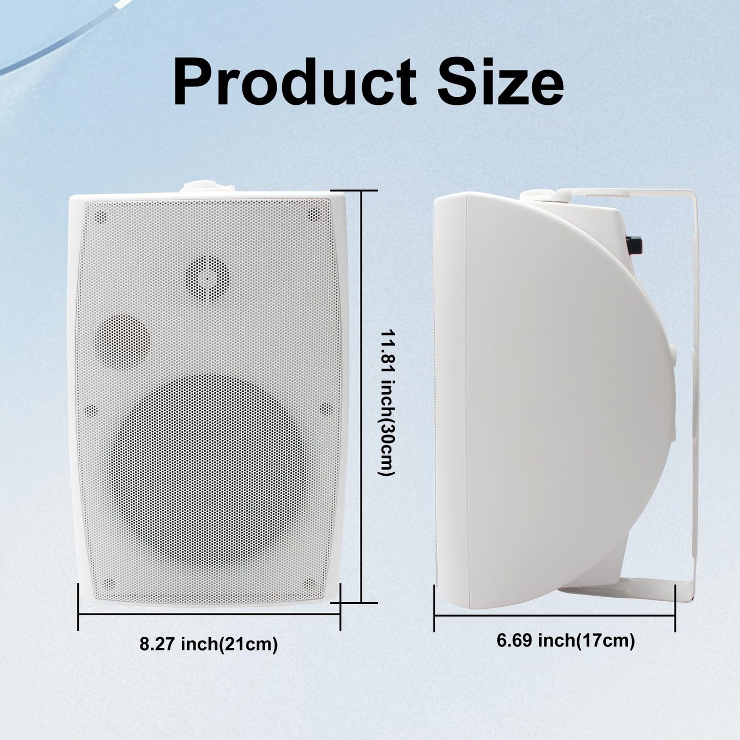 Herdio - Altavoces pasivos para exteriores de 6.5 pulgadas y 800 W con cable, impermeables, de 2 vías montadas en la pared con bajo, adecuados para patio, piscina, terraza, porche, patio trasero,