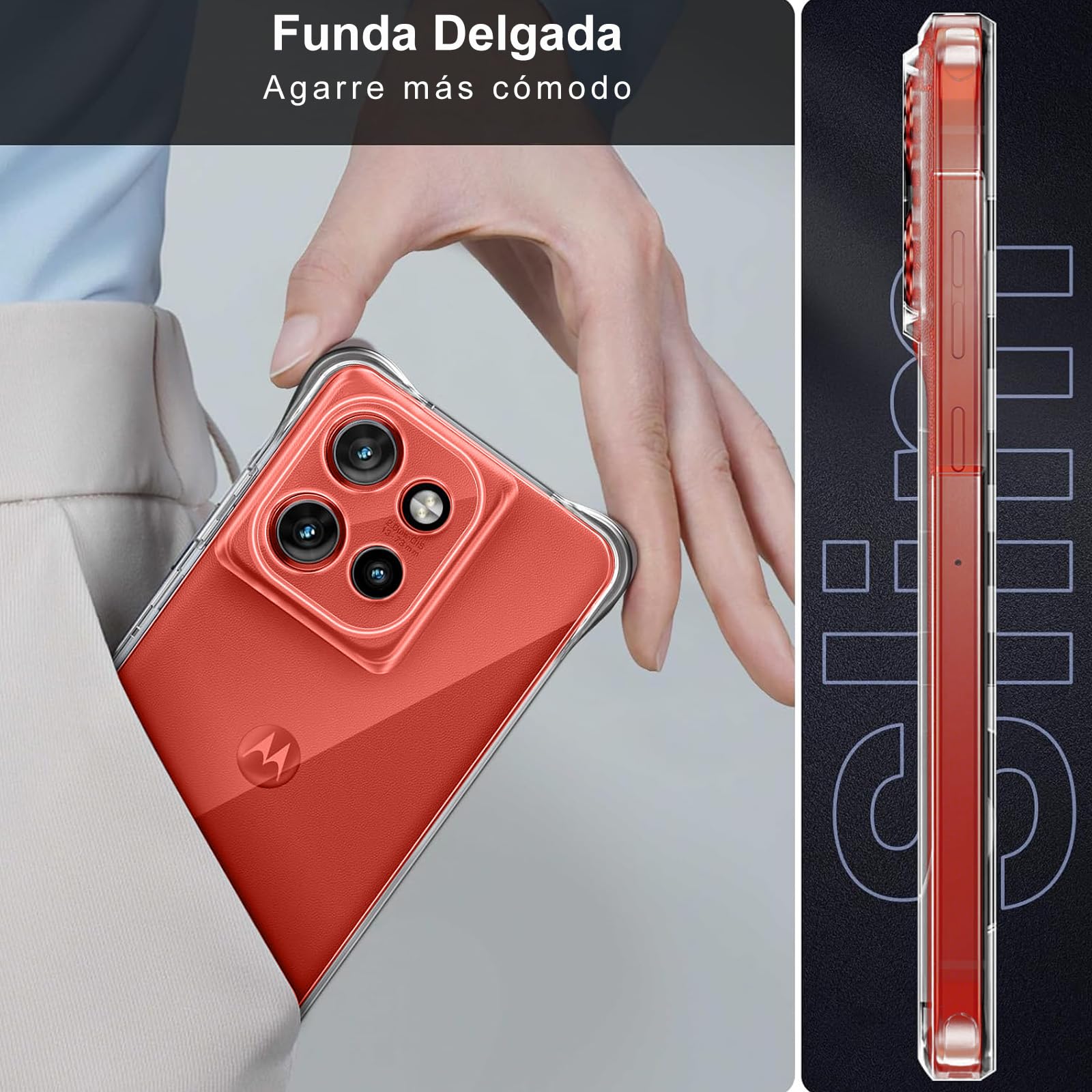 HeiLuon Funda Motorola Edge 50 Neo, Carcasa Transparente Anti-Amarilleo, Protector TPU Absorbente de Golpes, Estuche Delgado con Esquinas reforzadas, Case con Botones cómodos y disipación de Calor