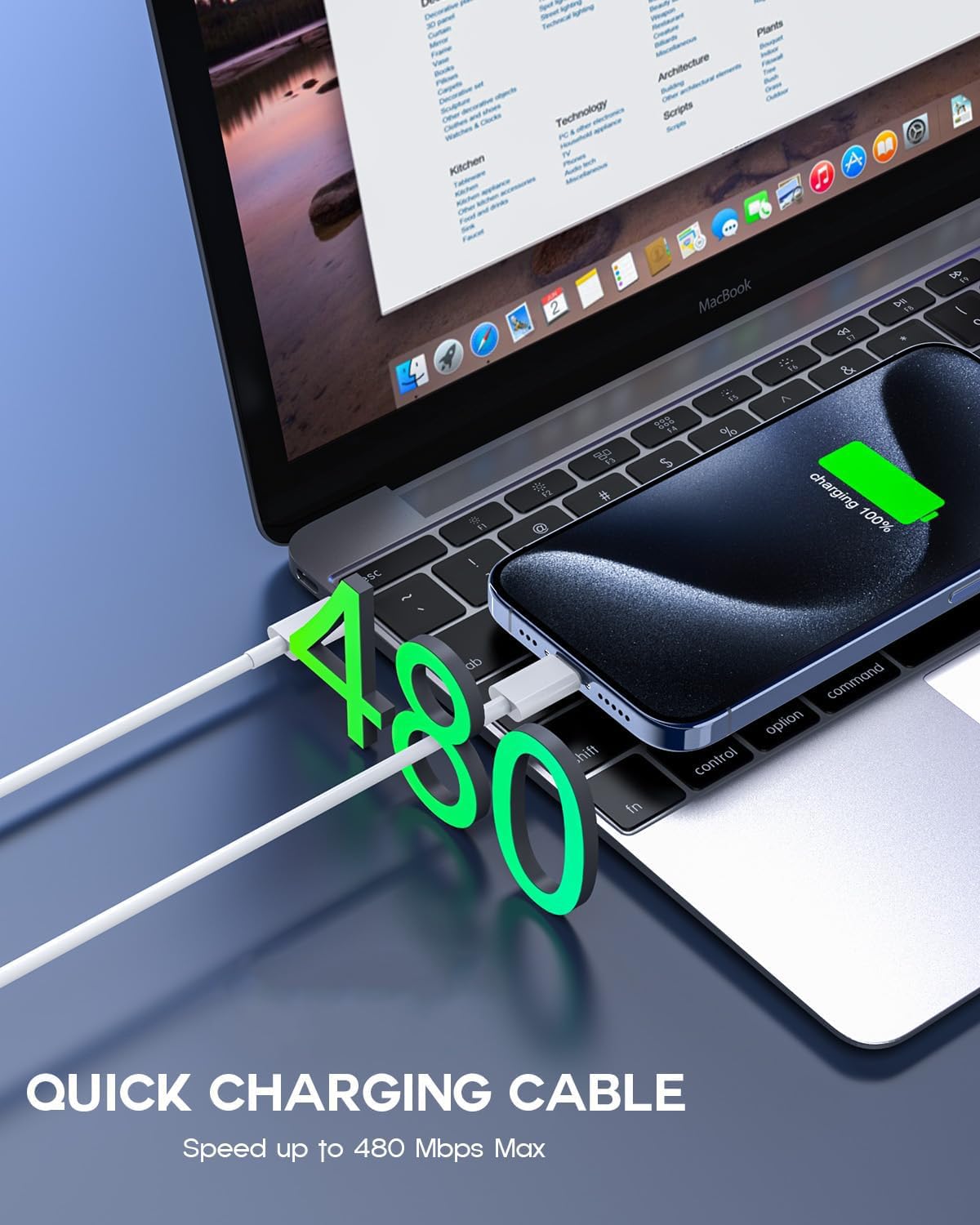 Cable USB C a USB C MORNWELL 240W Blanco PD Carga Rápida 2M para iPhone Galaxy MacBook iPad Huawei