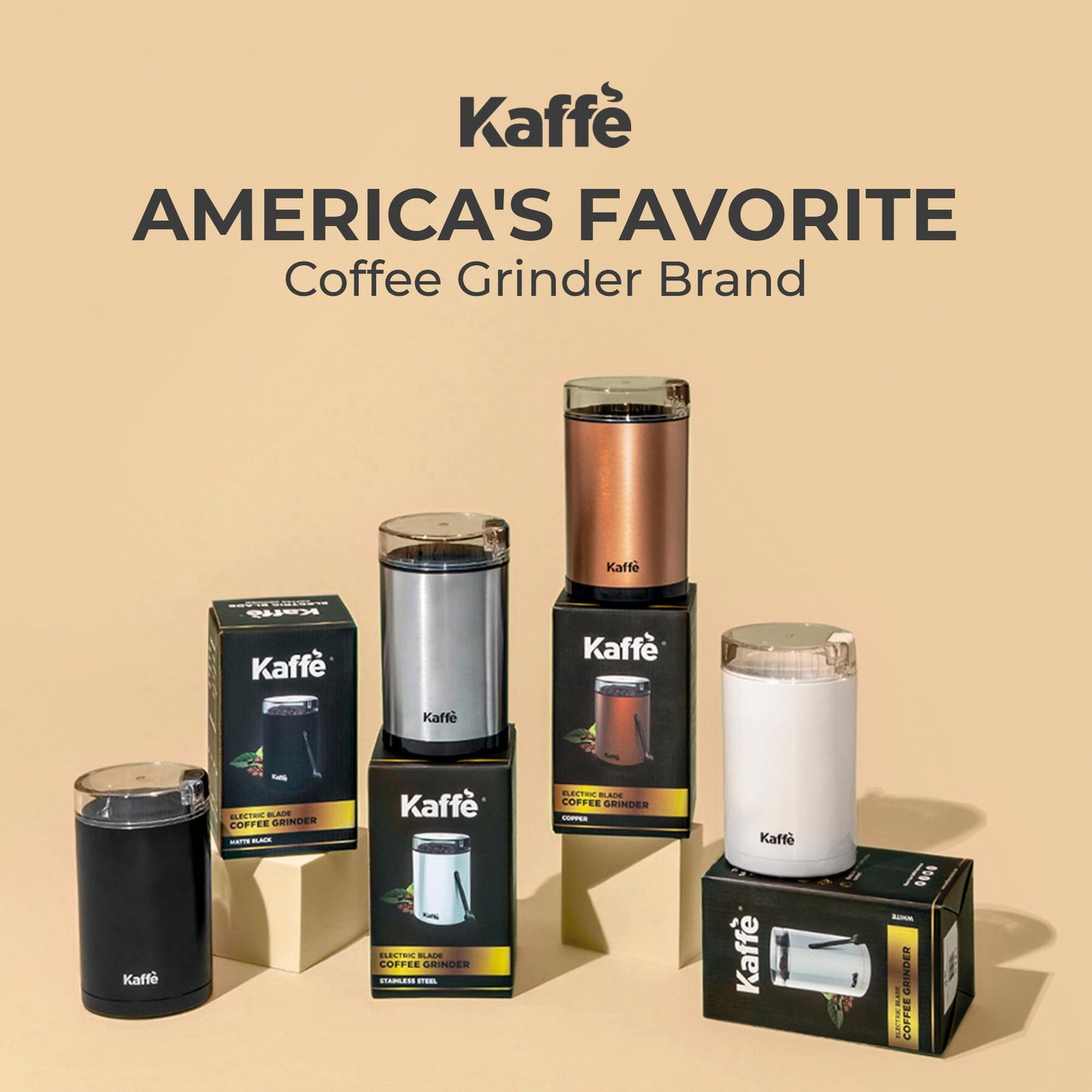 Molinillo de Café Eléctrico Kaffe Negro de Un Toque con Cepillo de Limpieza para Uso Doméstico