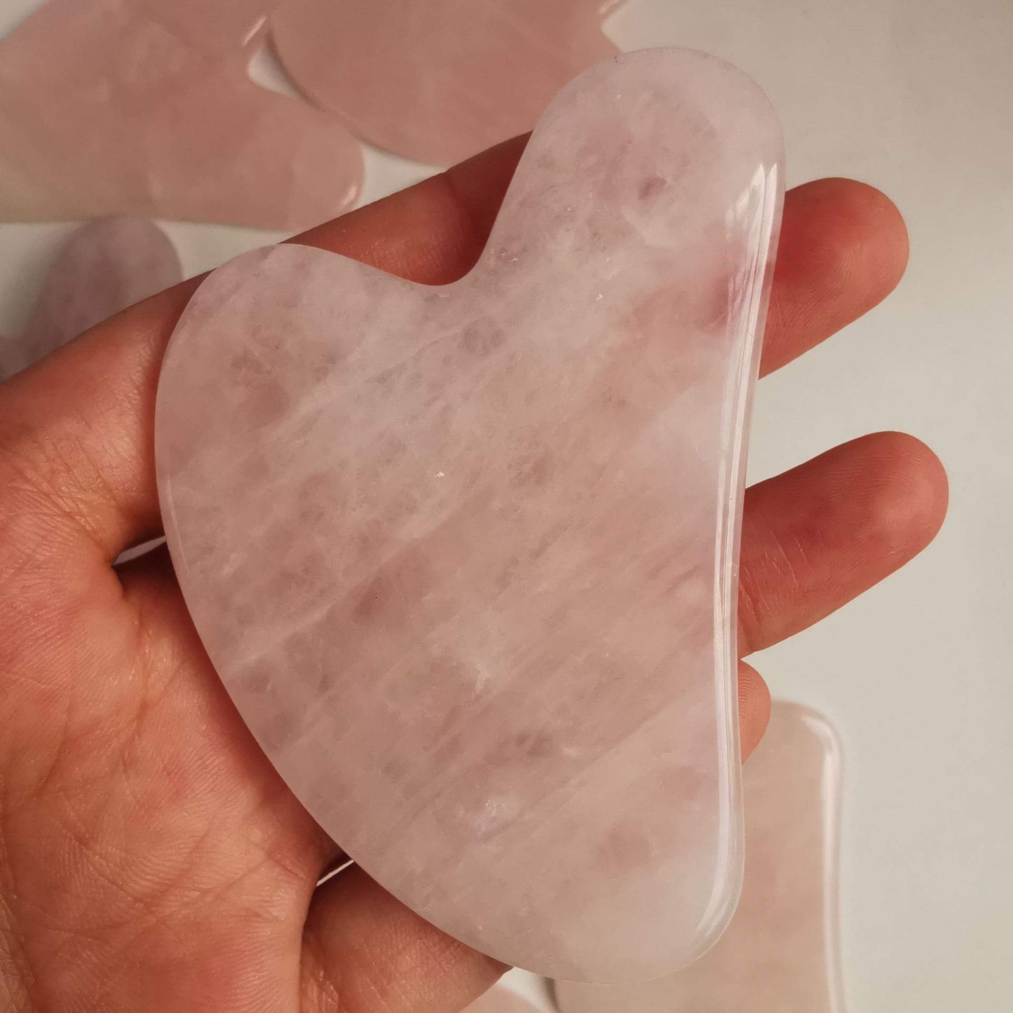 Loveliome Scraping Facial Massage Tools, Natural Rose Quartz Aventurine Guasha Stone Board for SPA Acupuncture Therapy Trigger Point Treatment(Rose Quartz 1)