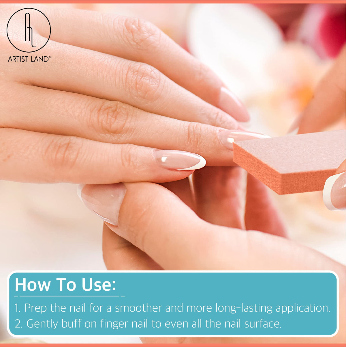 Artist Land Set de 50 Bloques Pulidores de Uñas Slim Orange(Grano 80/100) - Calidad Profesional para Salón. Ideales para La Preparación de Uñas Antes de La Aplicación de Esmalte, Gel O Acrílico. Bloqu