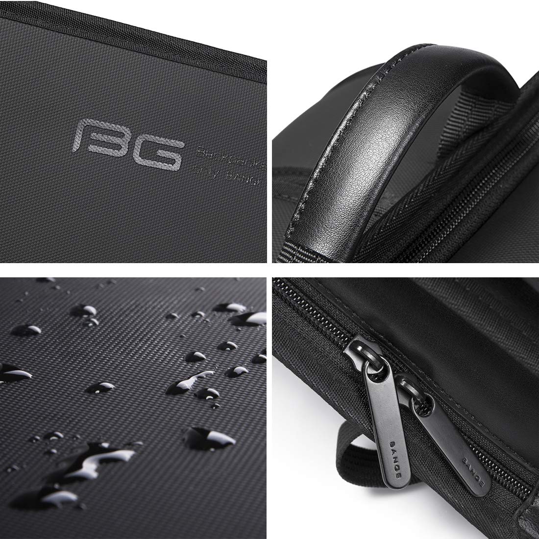 Mochila para Portátil Bange Negro Impermeable y Antirrobo