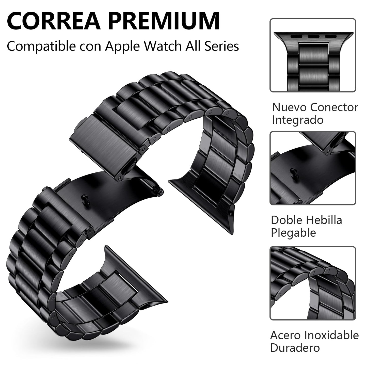 GEAK Compatible con Correa Apple Watch 42mm 44mm 45mm 49mm 41mm 40mm 38mm hombres y mujeres, Metal de Acero Inoxidable Correas para Apple Watch SE iWatch Series 9 8 7 6 5 4 3 2 1 Ultra