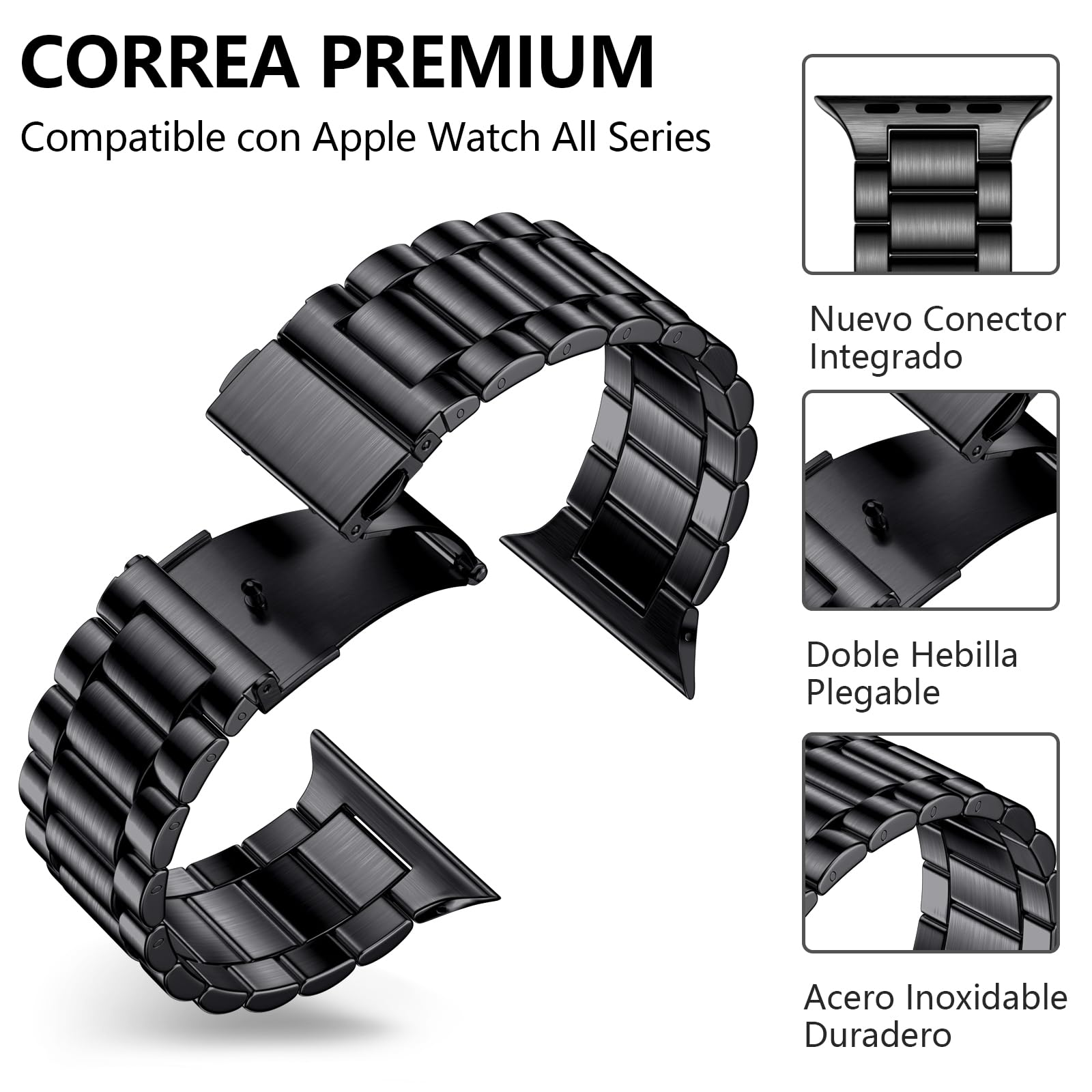 GEAK Compatible con Correa Apple Watch 42mm 44mm 45mm 49mm 41mm 40mm 38mm hombres y mujeres, Metal de Acero Inoxidable Correas para Apple Watch SE iWatch Series 9 8 7 6 5 4 3 2 1 Ultra