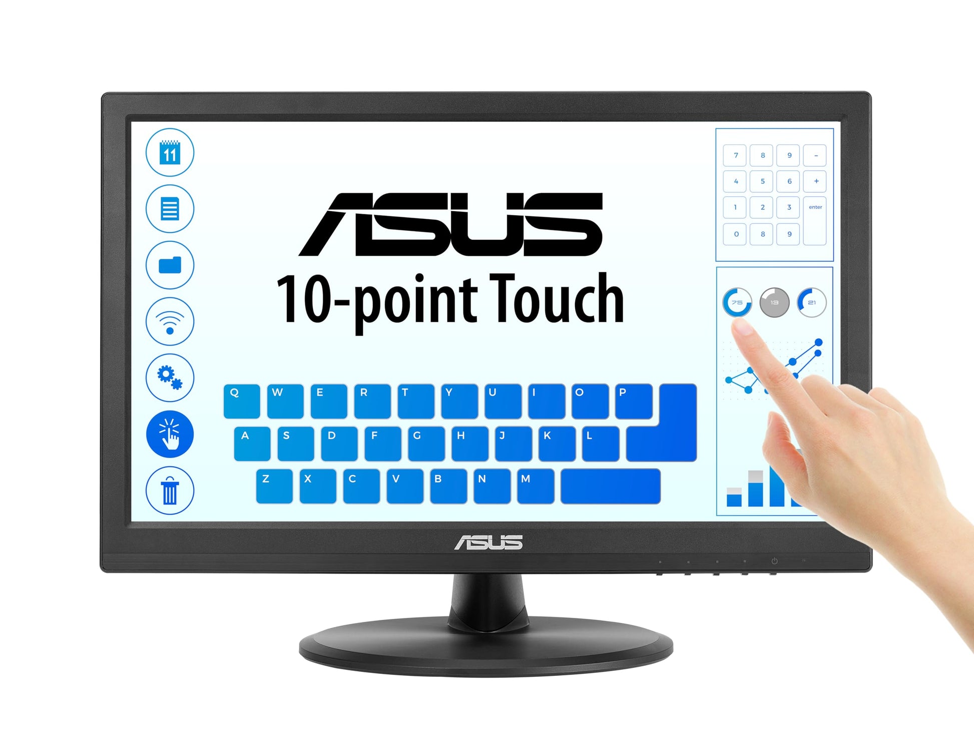 ASUS Monitor táctil 1080P de 15.6" (VT169HE) - Full HD, visualización táctil de 10 puntos, IPS, amplio ángulo de visión, sin marco, cuidado de los ojos, sin parpadeo, luz azul baja, HDMI, cumplimiento