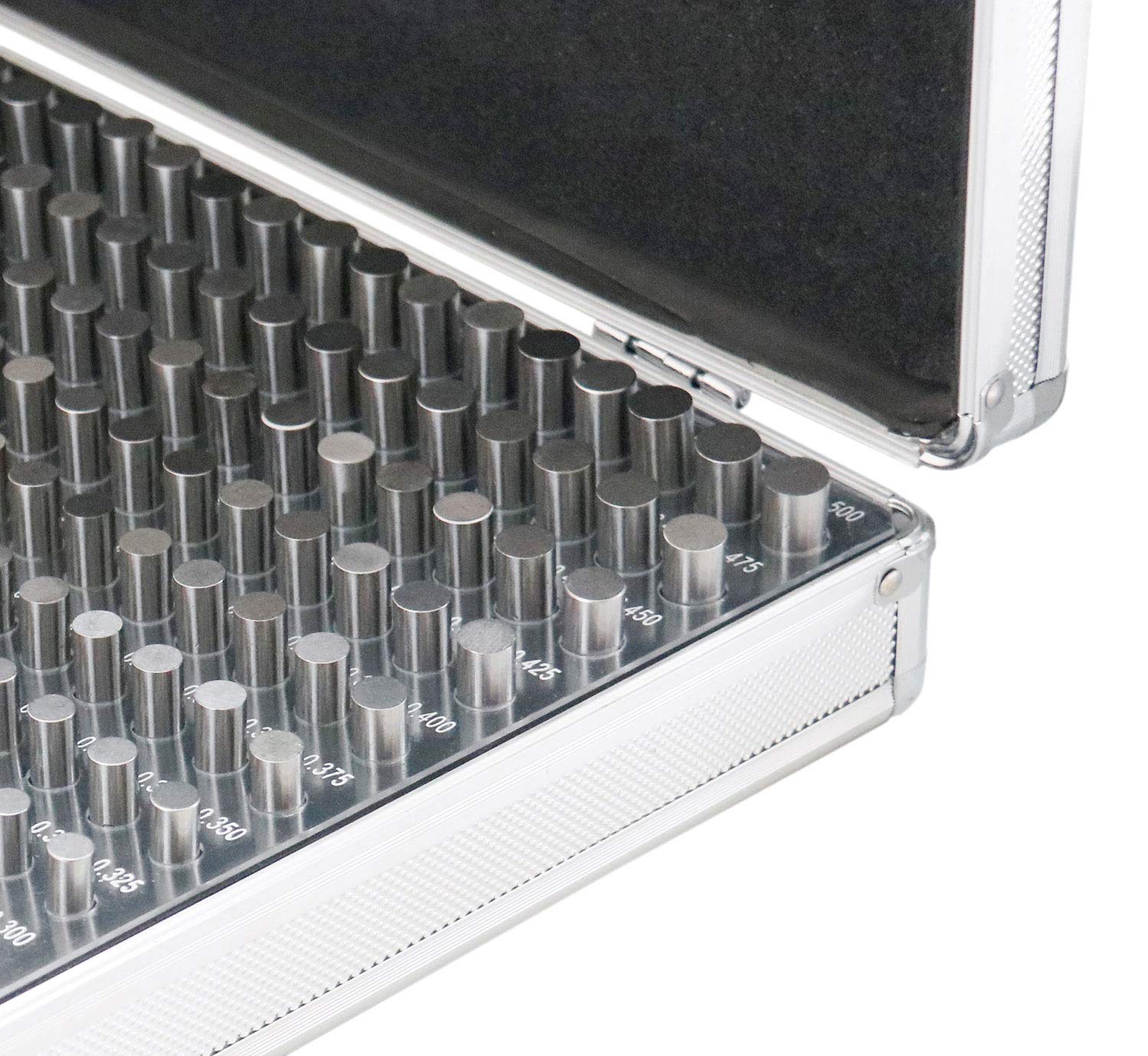 Juego de Calibradores de Clavijas de Acero Accusize Industrial Tools 0.251-0.500 Pulgadas Menos Clase Zz con Caja de Aluminio Confiable