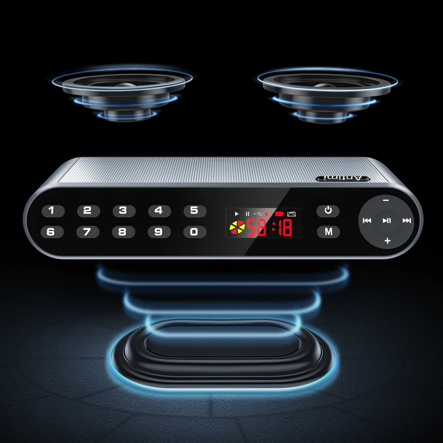 Antimi Bluetooth Speaker,FM Radio Player Stereo Portable Wireless Speaker Drivers with HD Sound, Built-in Microphone, High Definition Audio and Enhanced Bass,Feel free to switch your radio(Black)