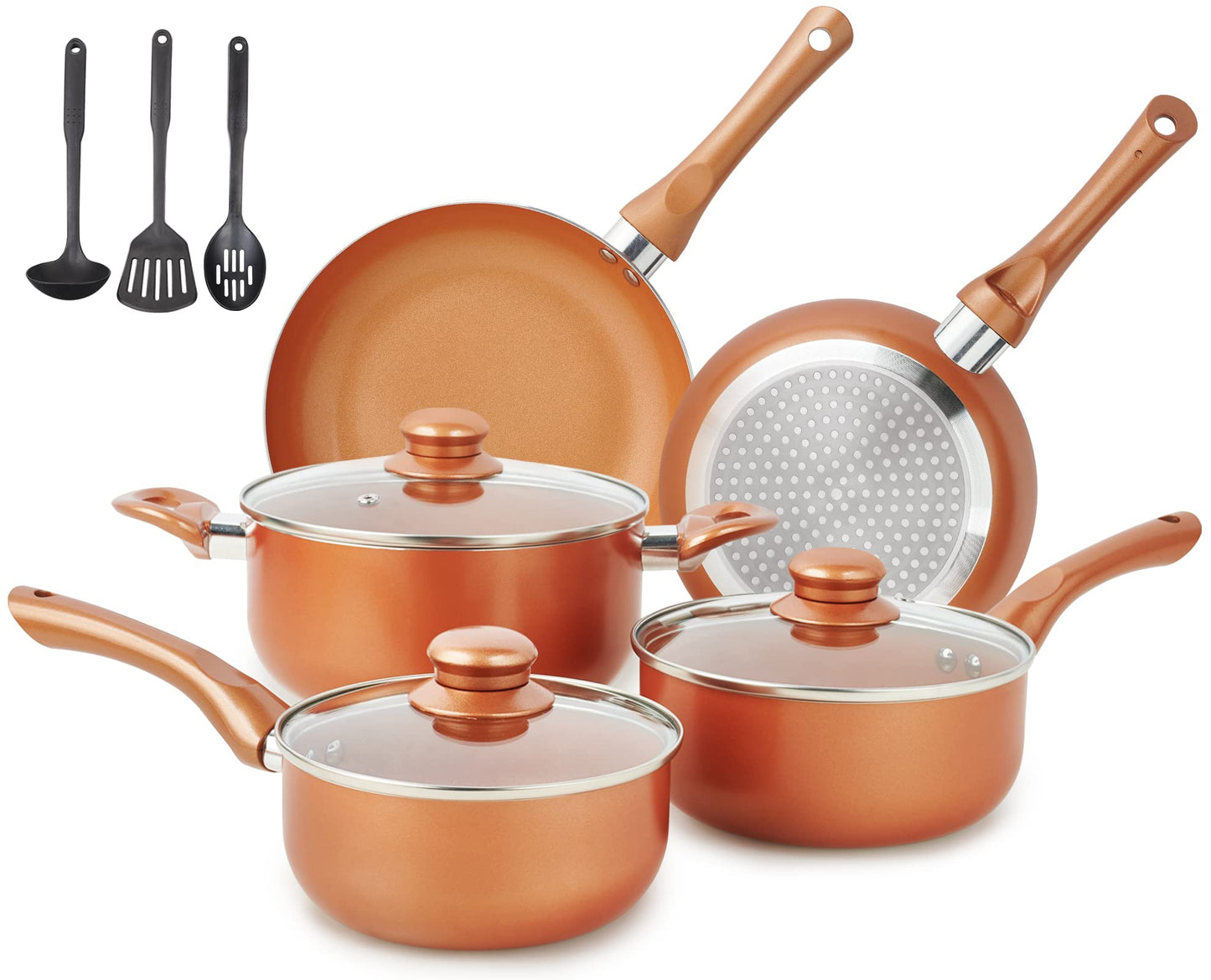 M MELENTA Juego de ollas para cocina y sartenes antiadherentes, juego de ollas de recubrimiento cerámico, 11 piezas ollas de cocina (libre de PFOA)