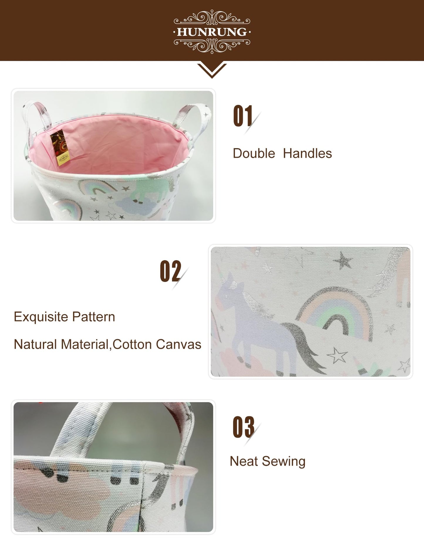 HUNRUNG - Cesta organizadora para la Colada de tamaño Grande, cestas Redondas de Regalo, Resistente al Agua y Plegable, Bolsa de Tela de algodón para guardería, Juguetes, Sala de Juegos