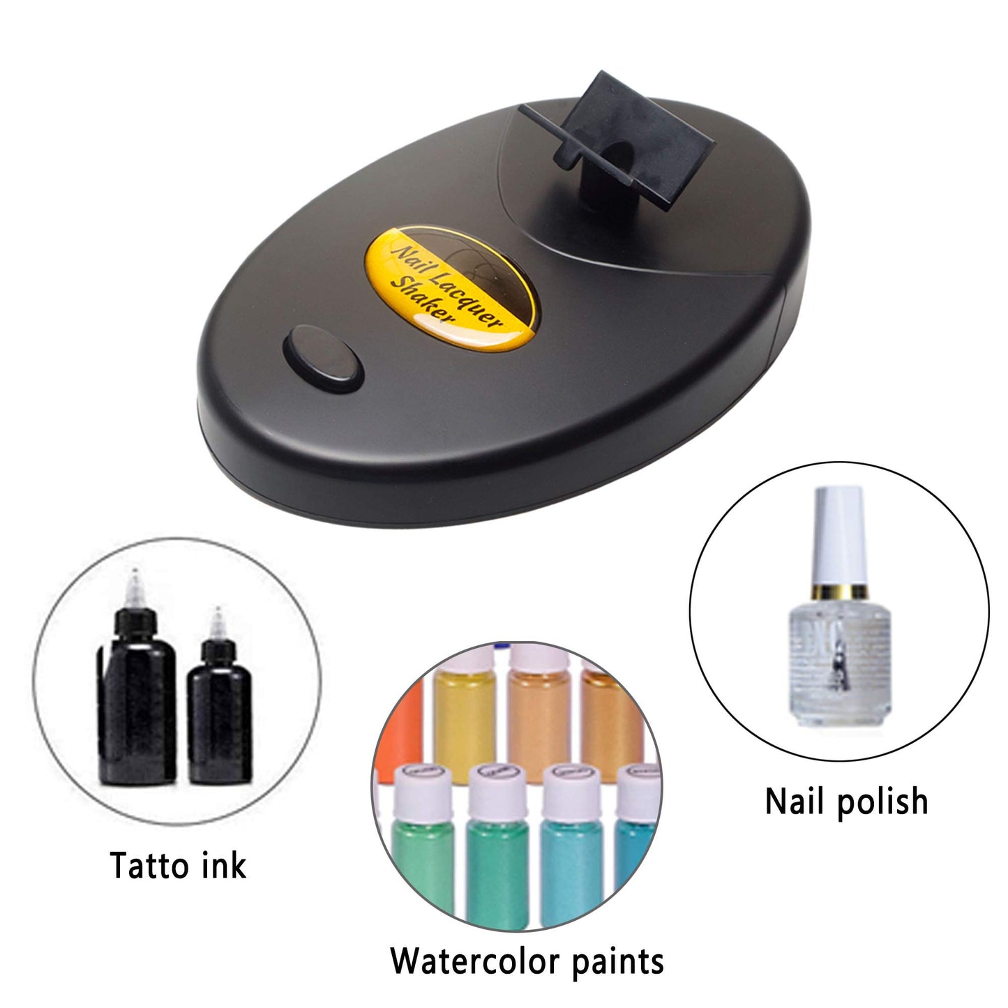 Allstarry Nail Lacquer Shaker Ajustable Barniz Botella Pegamento Máquina Agitadora de Pegamento Herramientas de manera uniforme para Nail Art, Tatuaje Tinta (Negro)