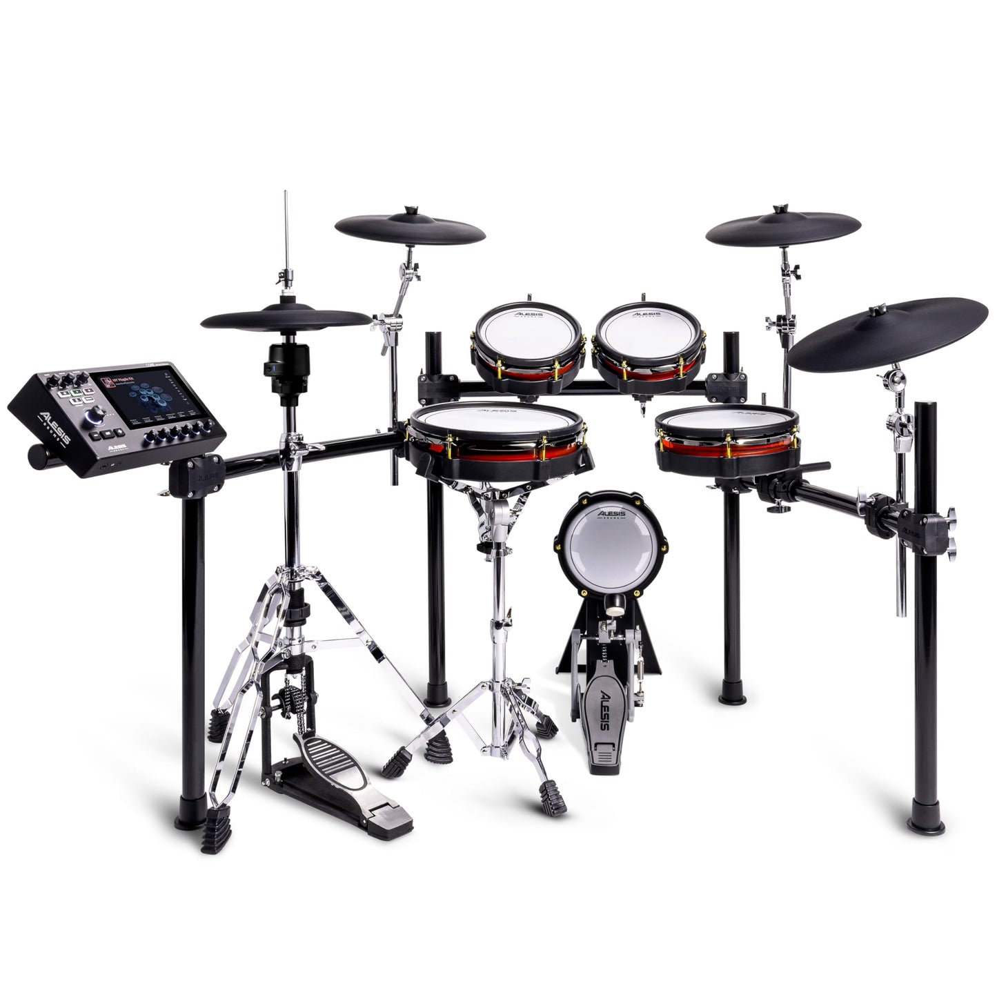 Alesis Strata Core - Kit de Batería Electrónica con Pantalla Táctil, Platillos de Triple Zona, Hi-Hat Magnético Activo y Parches de Malla de Doble Zona