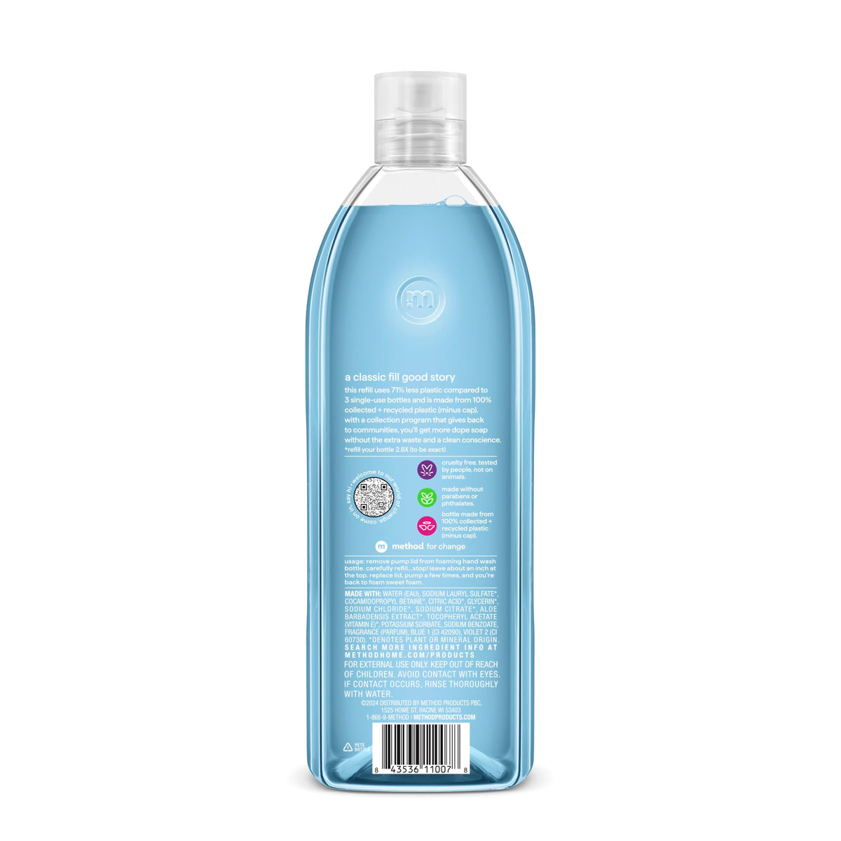 Method Foaming Hand Soap, Refill, Sea Minerals, Recyclable Bottle, Biodegradable Formula, 28 oz, (Pack of 1)
