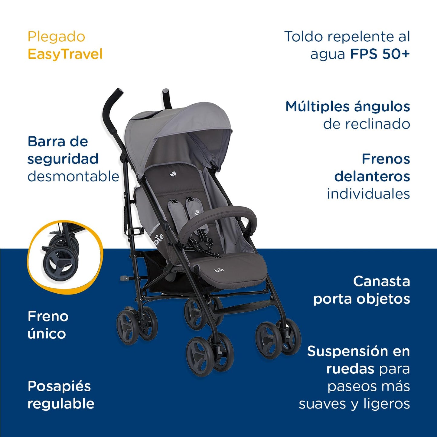 Joie Carriola para Bebe Paragua Nitro XL | Carriola de viaje con Cesta de Compras | Carriola Ligera con Cinturón de 5 puntos | Recién Nacidos a 4 Años o Hasta 15 kilos | Carriola de Baston Plegable