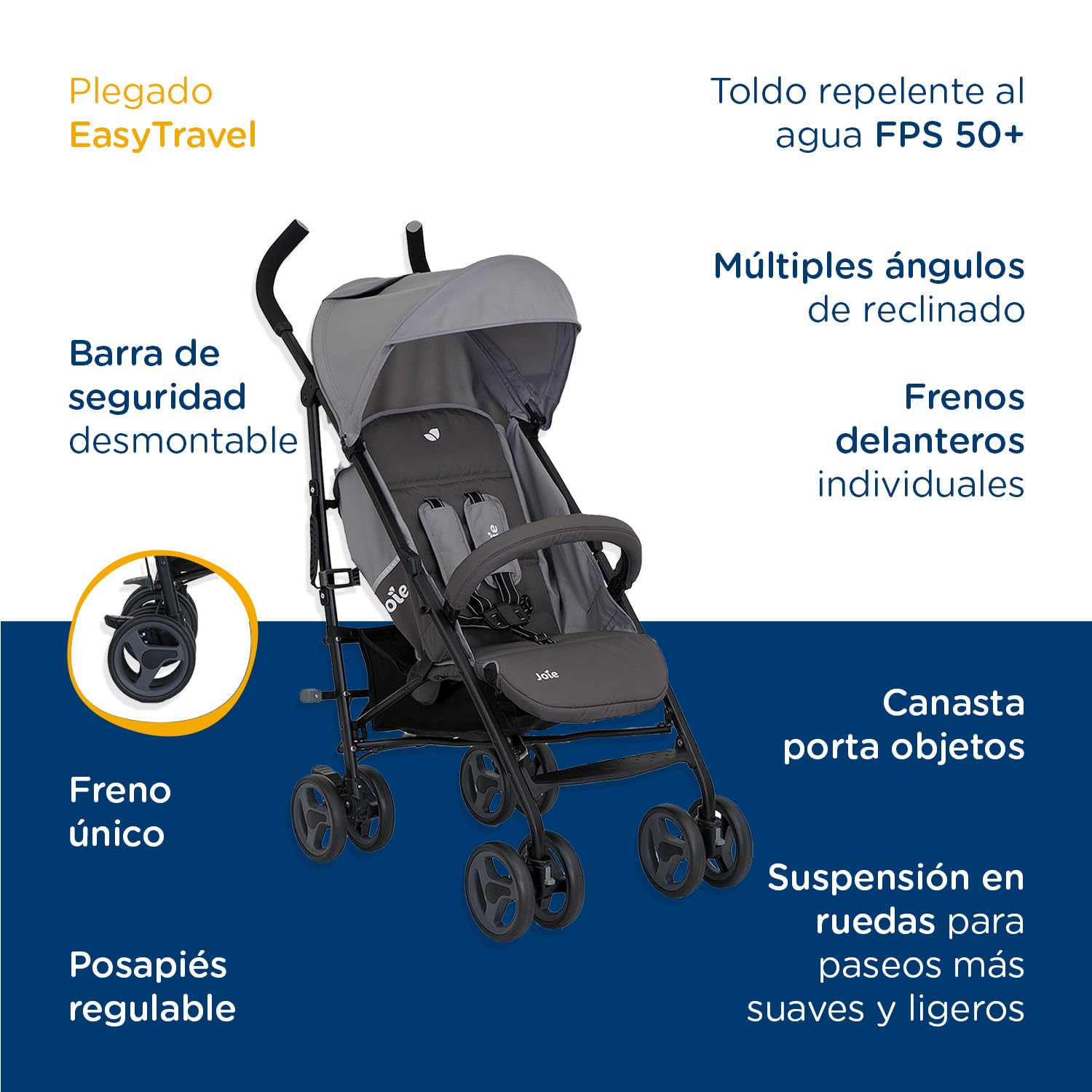 Joie Carriola para Bebe Paragua Nitro XL | Carriola de viaje con Cesta de Compras | Carriola Ligera con Cinturón de 5 puntos | Recién Nacidos a 4 Años o Hasta 15 kilos | Carriola de Baston Plegable