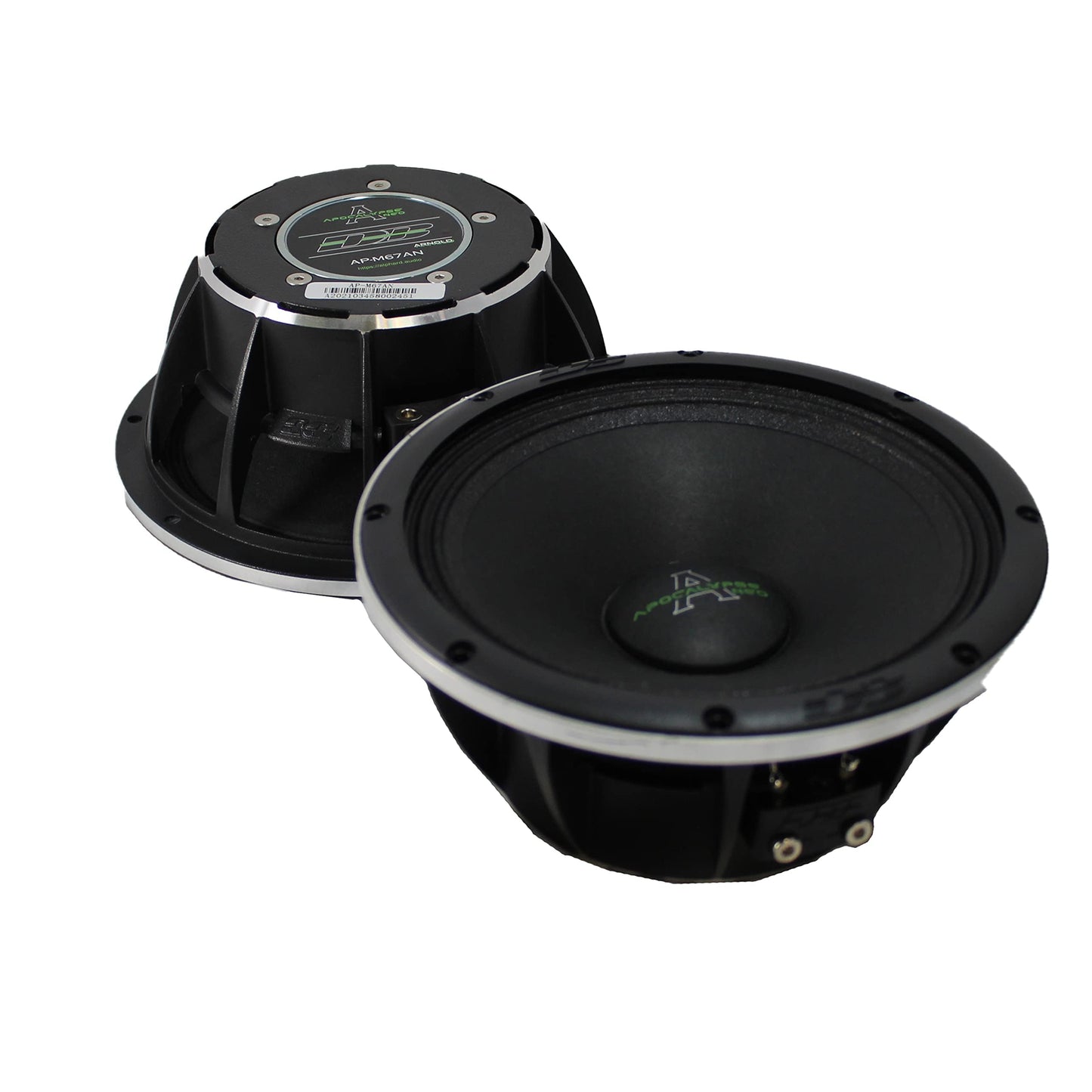 Deaf Bonce - Altavoces de rango medio de 6.5 pulgadas, 600 W, 4 ohmios, serie Apocalypse AP-M67AN Negro y Verde