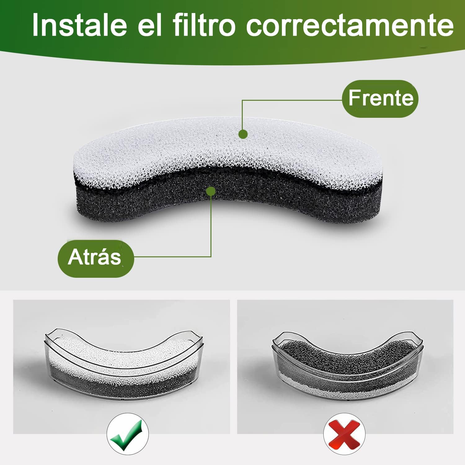 Filtro De Fuente De Agua para Mascotas,Filtros de 12 uds para filtros Transparentes de Fuente de Agua de Gato de 50 oz/1.6 L WF100 y 50 oz/1.5 L WF050, Filtro de Repuesto de Filtro de carbón Activado