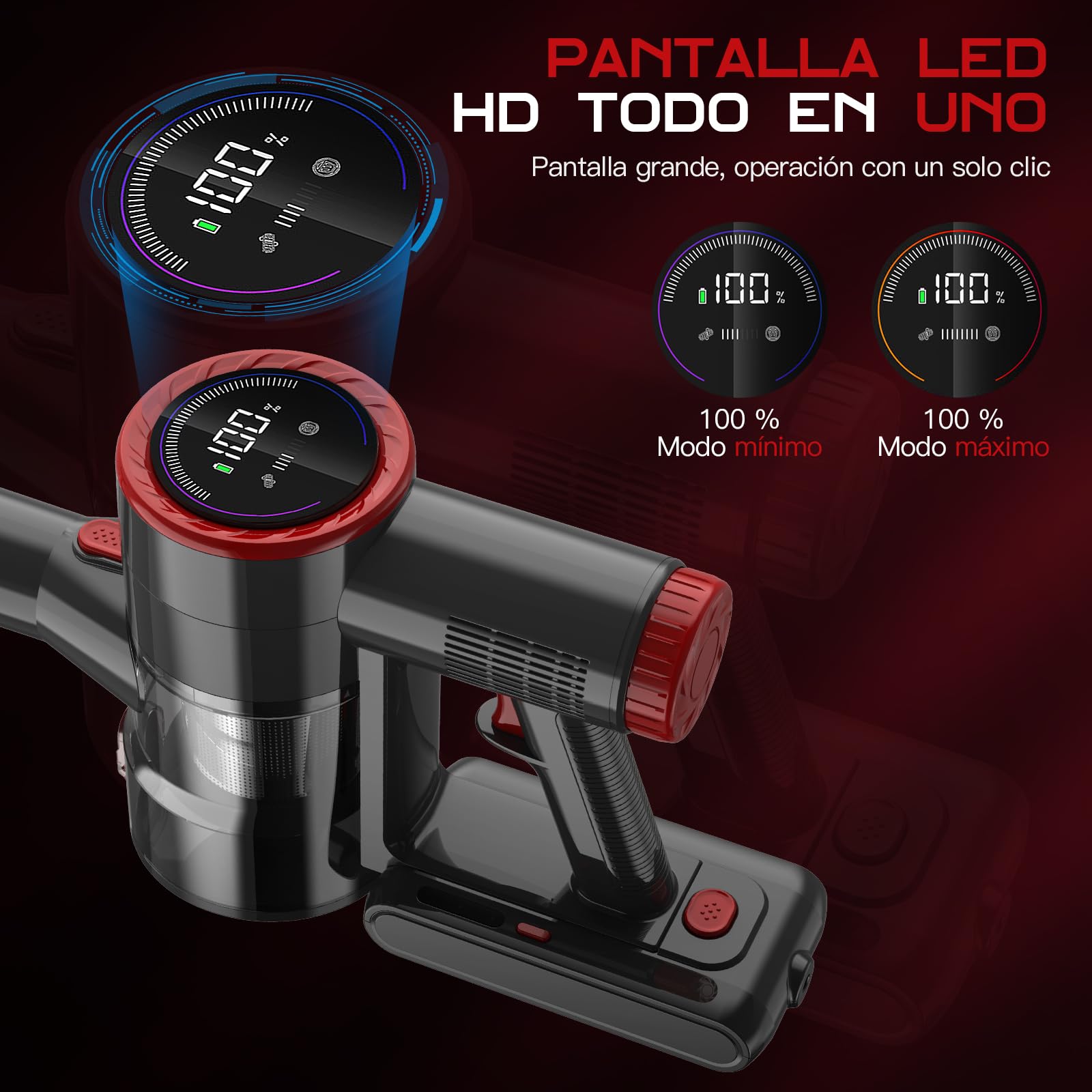 COYIVI 6 en 1 Aspiradora Inalámbrica, Aspirar y Trapear, 30Kpa Aspirador Vertical Sin Cable con Pantalla Táctil para Hogar, Aspiradora de Mano con Potente Succión para Alfombras/Suelos Duros/Pelo de Mascotas