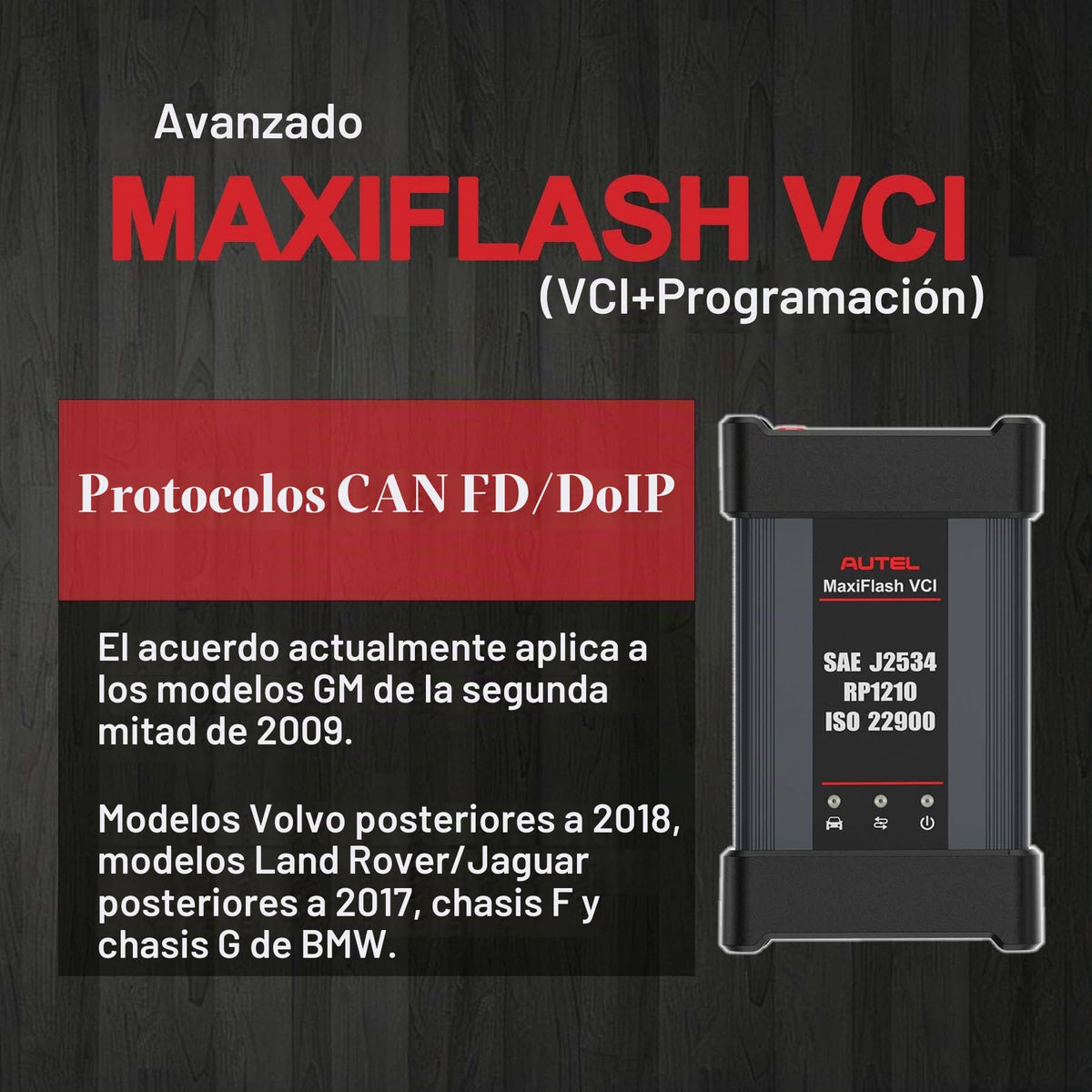 Kit de Interfaz de Comunicación para Vehículo Autel MaxiFlash VCI Bluetooth 4 Canales CAN FD ISO22900 Compatible con MaxiSYS MS909 y MaxiCOM