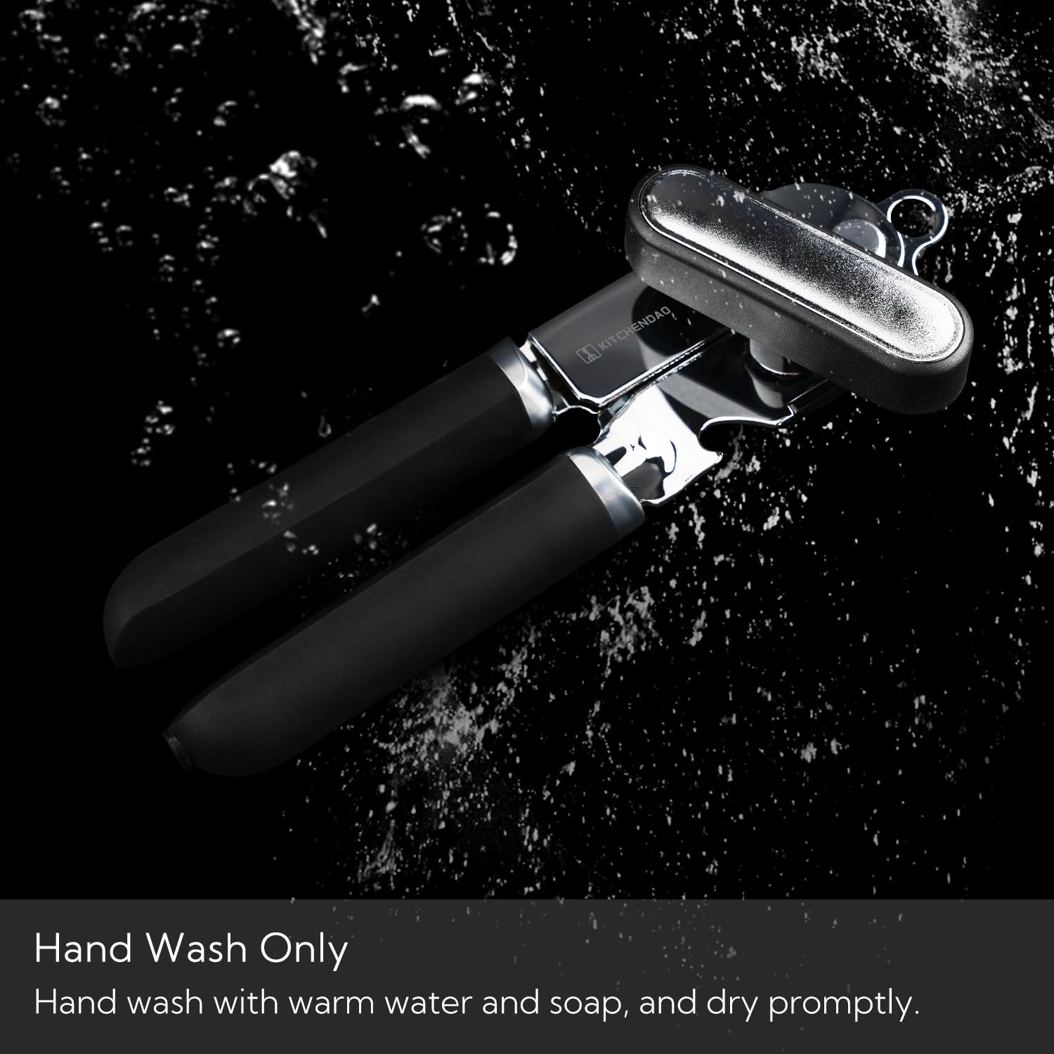 KITCHENDAO Abrelatas manual, abridor de latas de mano con imán, rueda de corte súper afilada para un corte de borde suave, perilla de gran tamaño de agarre para personas mayores y artritis, Negro