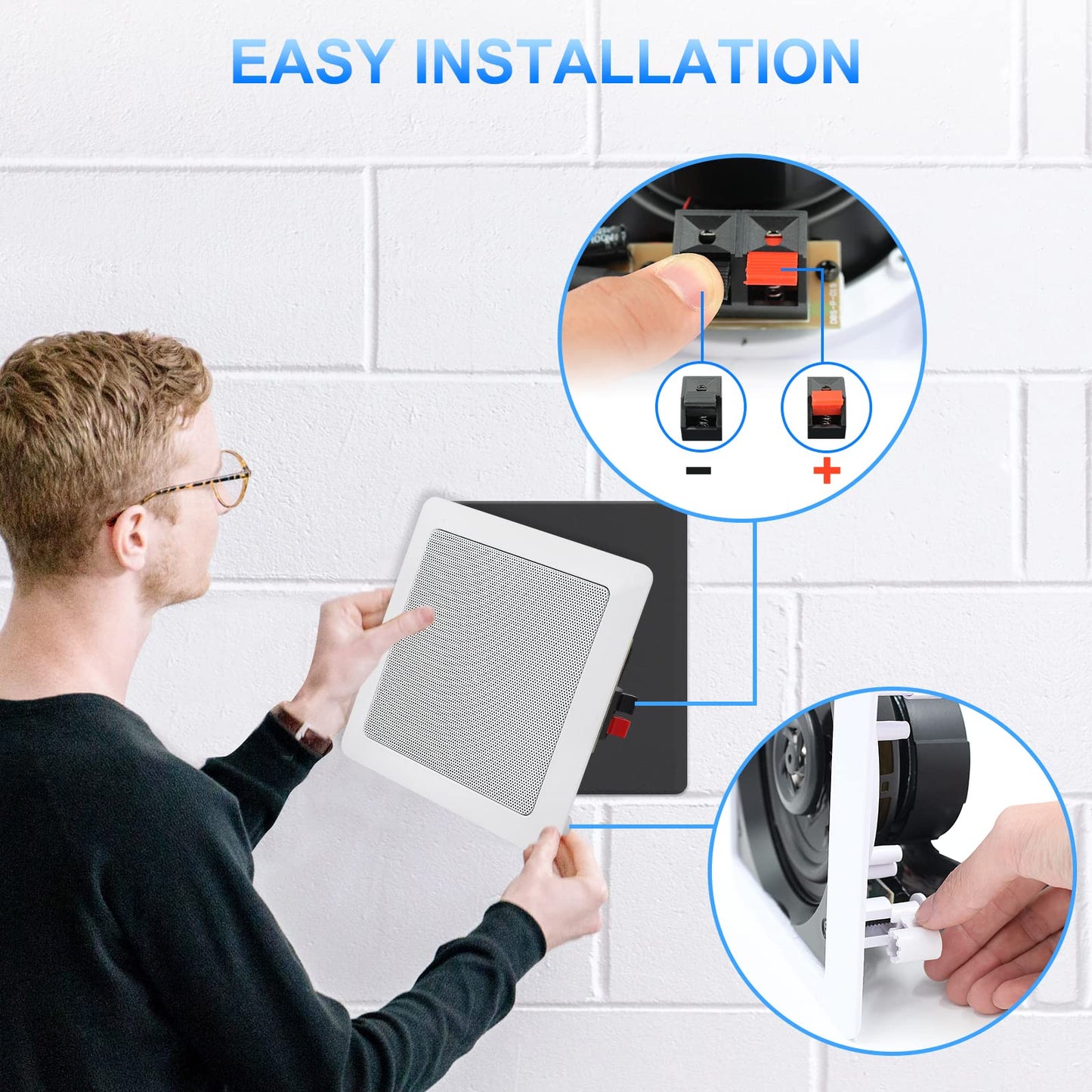 Herdio Paquete de Audio para el hogar, Sistema Receptor de Amplificador con Control de Montaje en Pared con Altavoces de Techo de 5.25 Pulgadas para el hogar, Sala de Estar, Dormitorio, baño