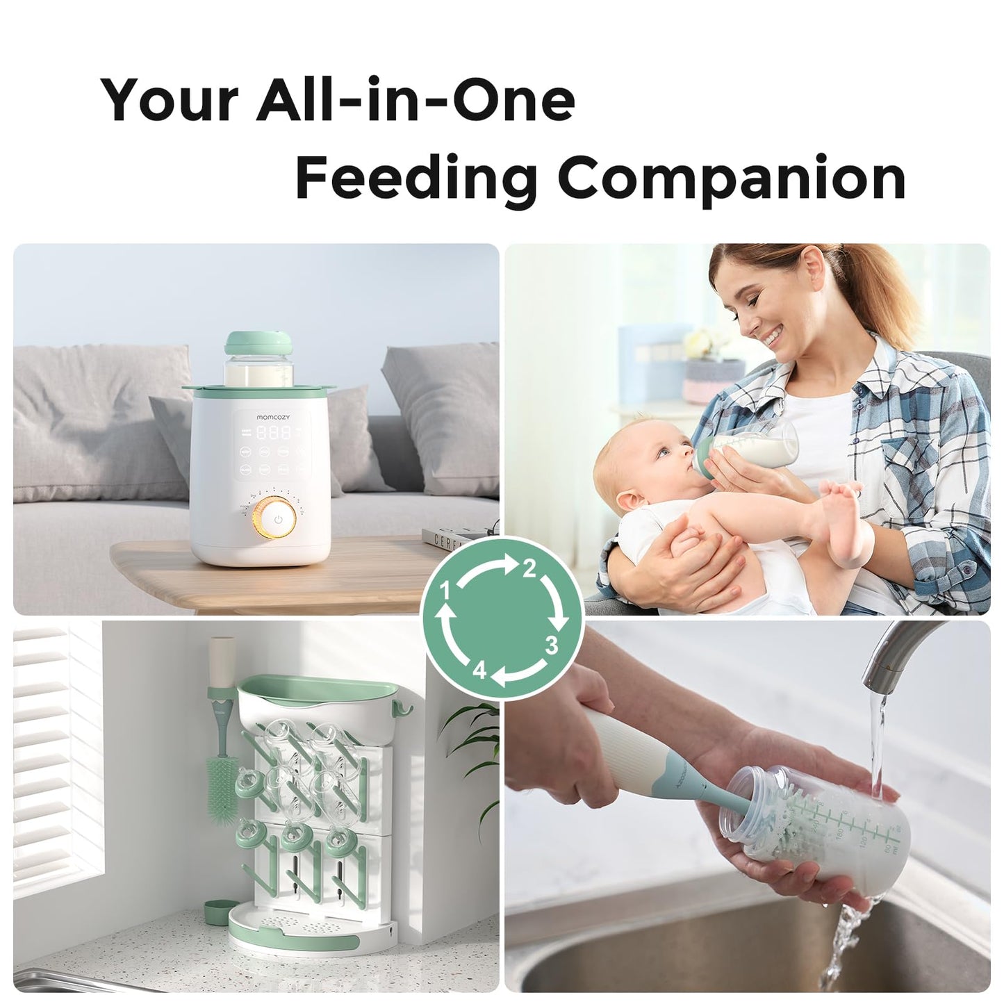 Momcozy tetina de bebé suave premium de flujo natural de silicona para biberones de cuello ancho, libre de BPA, perfectamente compatible con el enfriador de leche materna Momcozy, pequeño (paquete de