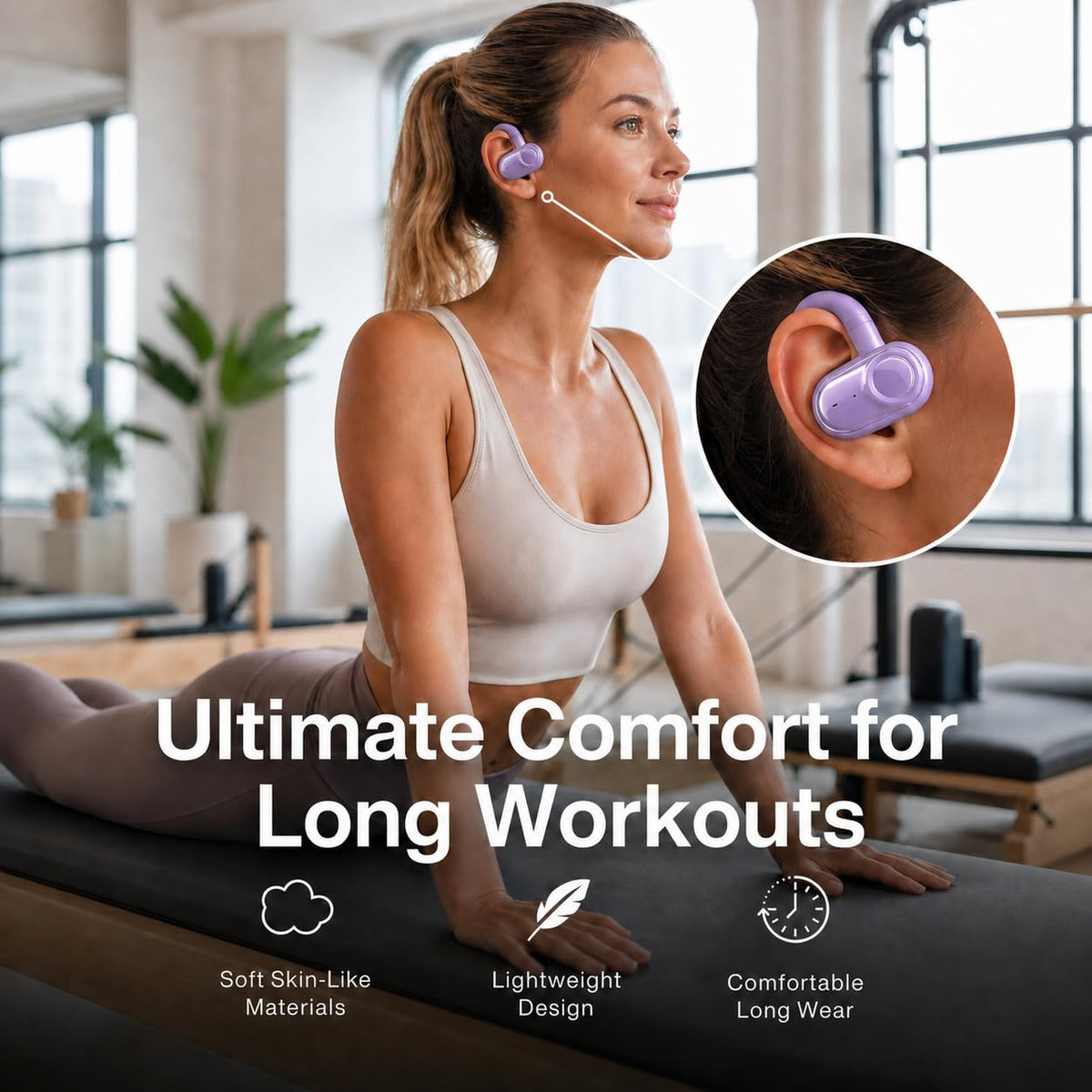 Auriculares Sobre la Oreja Bluetooth 5.4 Inalámbrico con Altavoces de 16 mm Ligero y Rotación Biaxial para Correr