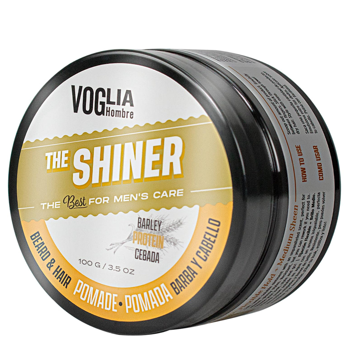 VOGLIA HOMBRE 2 Pack Pomada brillante para peinar Barba, cabello y bigote. Fijación flexible. 100g