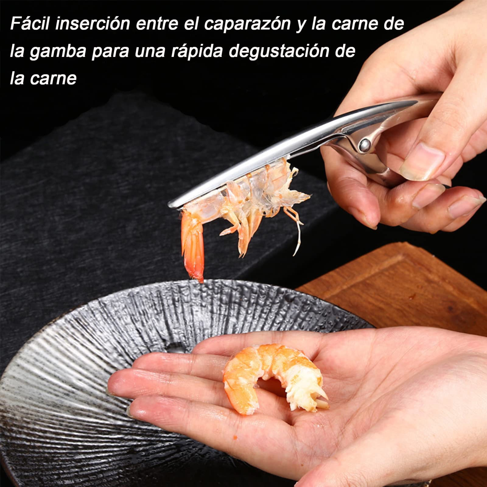 Cuchillo Pelador De Camarones y Cuchillo Línea Camarones, Pelador de Gambas y Mariscos, Limpiador De Hilos De Camarones De Acero Inoxidable, para Restaurante, Hogar, etc