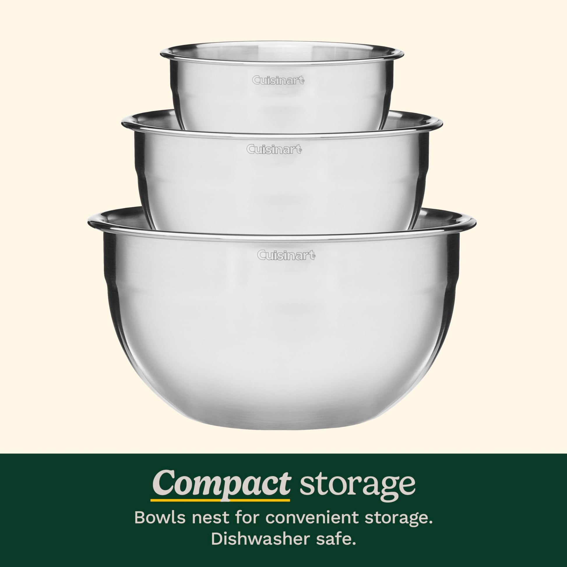 Cuisinart CTG-00-SMB Set de 3 tazones para mezclar, hechos de acero inoxidable, con tapa