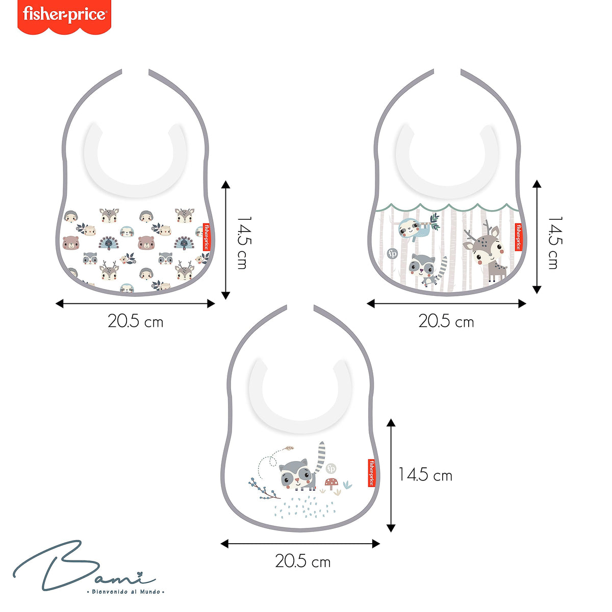 FISHER PRICE - SET 3 BABEROS ATRAPA BABITAS