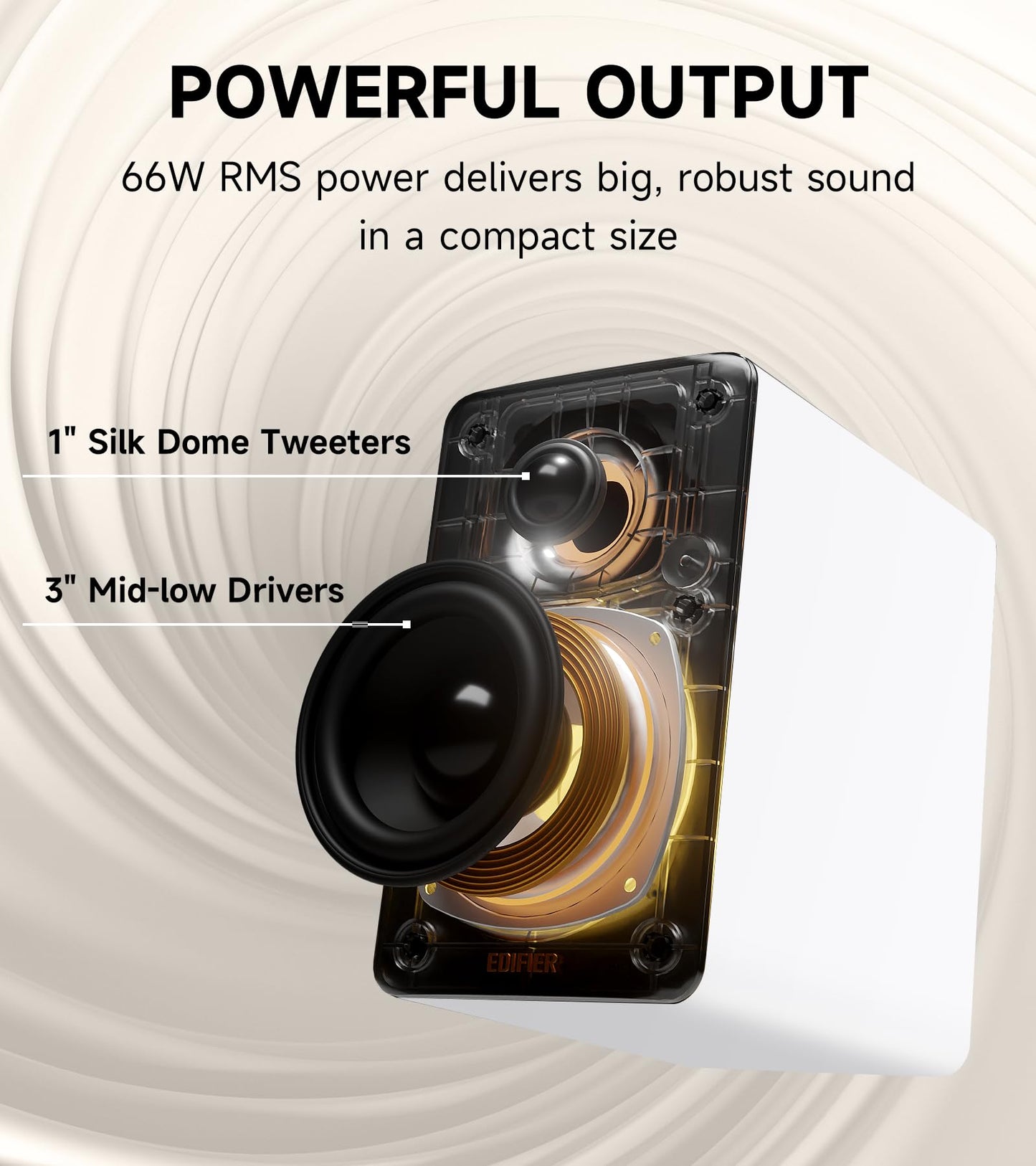 Edifier M60 - Altavoz multimedia Bluetooth 5.3, 66 W RMS, audio de alta resolución y audio inalámbrico de alta resolución, LDAC, bajo medio de 3 pulgadas y altavoz de agudos de 1 pulgada, entradas