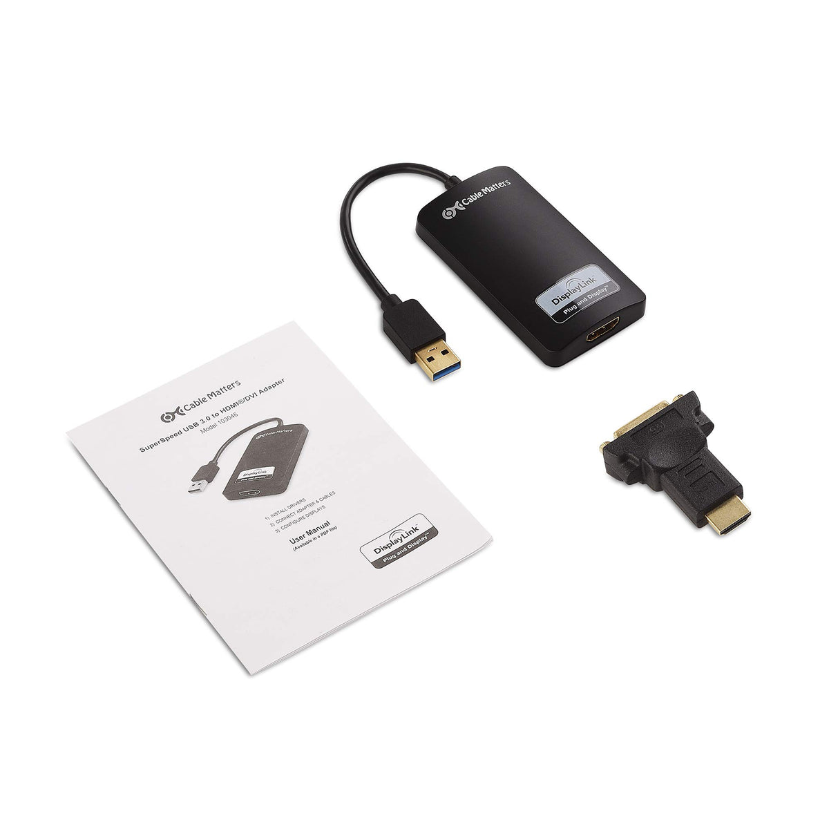 Adaptador USB 3.0 a HDMI Cable Matters Negro SuperSpeed para Windows hasta 1440p