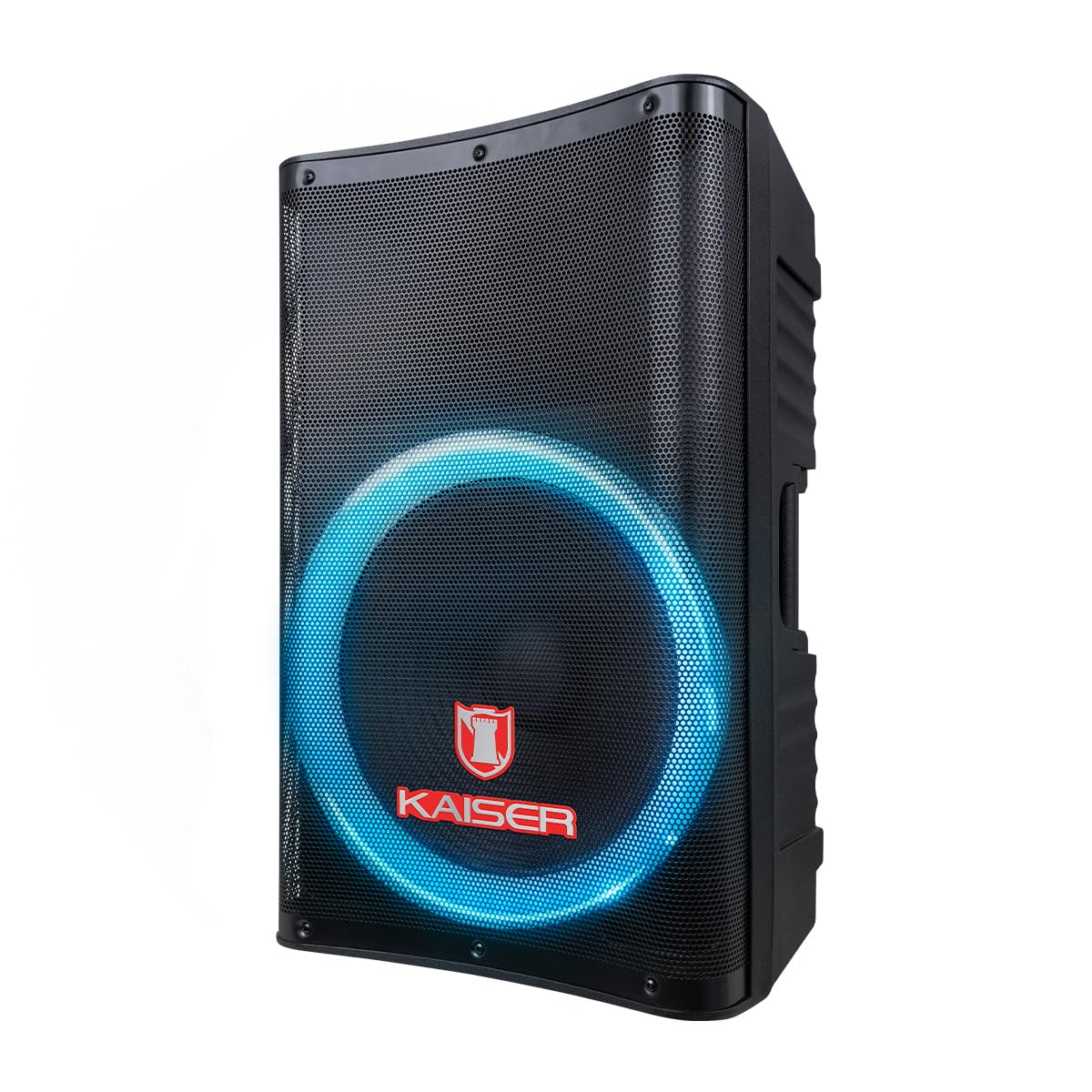 Kaiser Bafle Profesional Altavoz de 15 Pulgadas Circle Light, 20000 W PMPO, 50 W RMS, con Bluetooth, FM, USB, Micro SD, Entrada AUX, Micrófono con Cable, Control Remoto MSA-9716