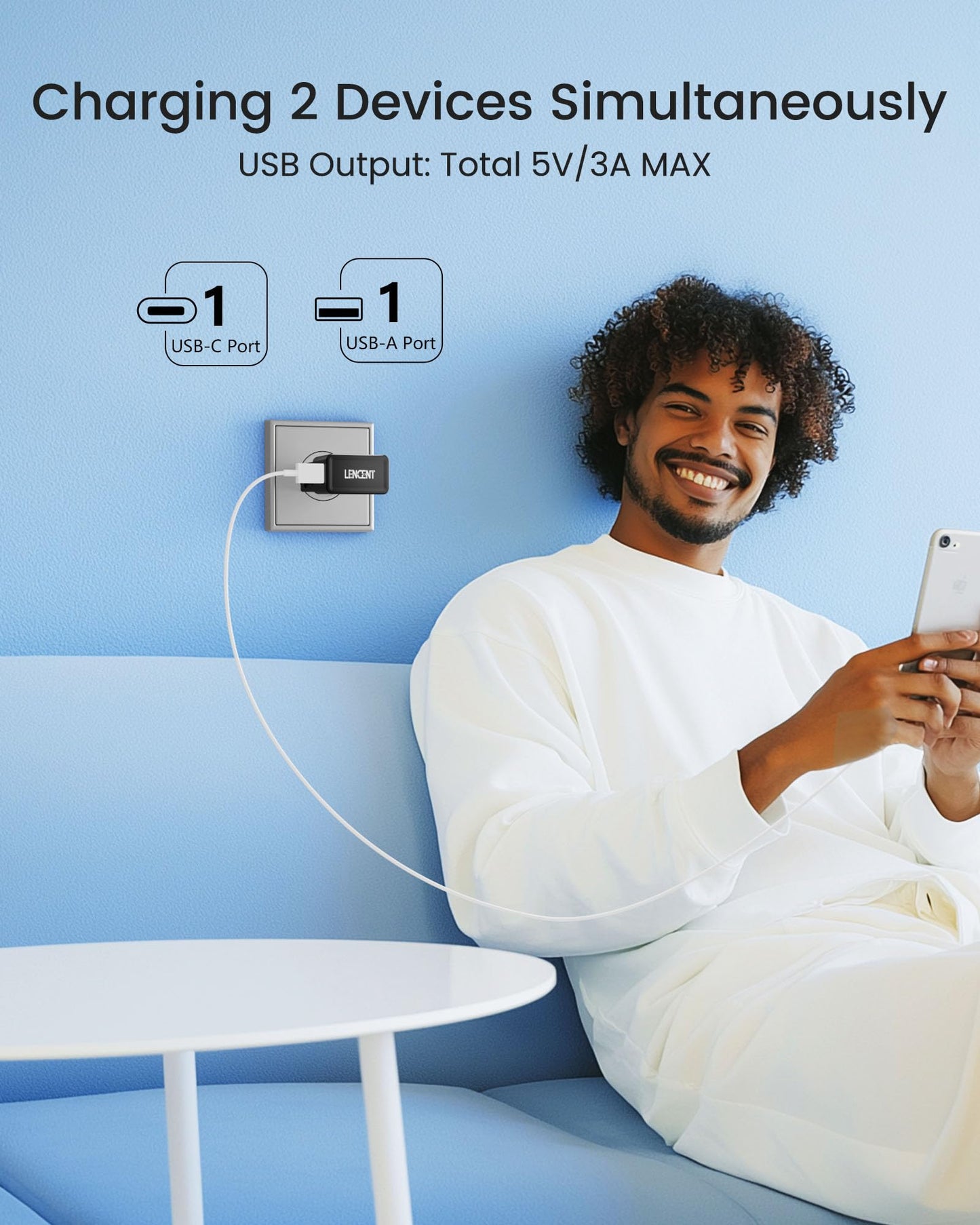 LENCENT Adaptador de Viaje Internacional, Cargadores USB C, Carga Rápida PD 25W & QC 3.0 Tipo C, Cargador de Pared, Adaptador de Enchufe Universal para EU/UK/EE.UU./AUS