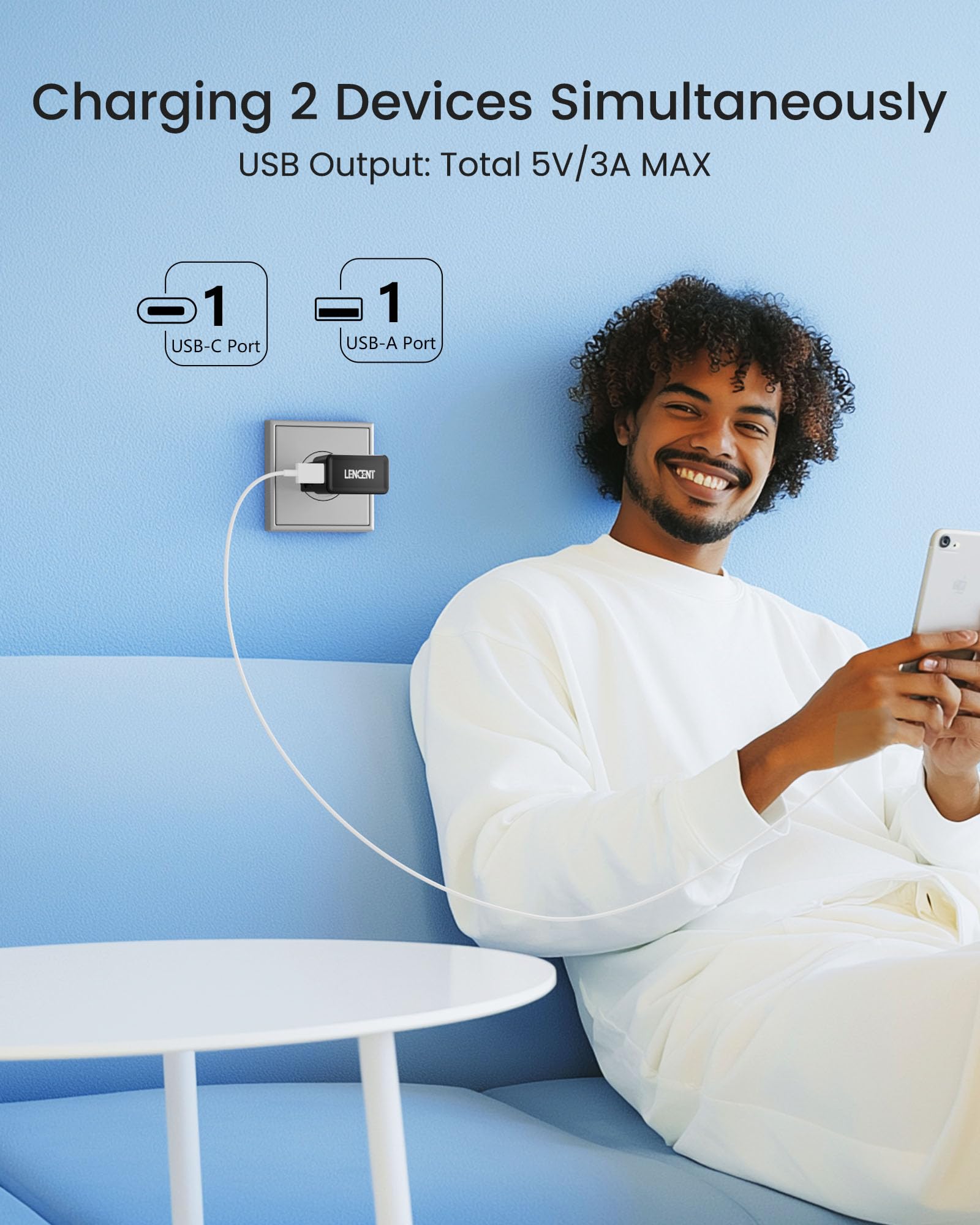 LENCENT Adaptador de Viaje Internacional, Cargadores USB C, Carga Rápida PD 25W & QC 3.0 Tipo C, Cargador de Pared, Adaptador de Enchufe Universal para EU/UK/EE.UU./AUS