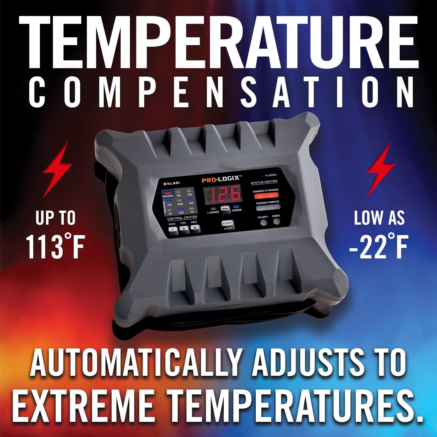 Clore Automotive PL2320 Cargador inteligente totalmente automático de 20 amperios, cargador de batería de 6 V y 12 V, mantenedor de batería y fuente de alimentación estable con compensación de temperatura