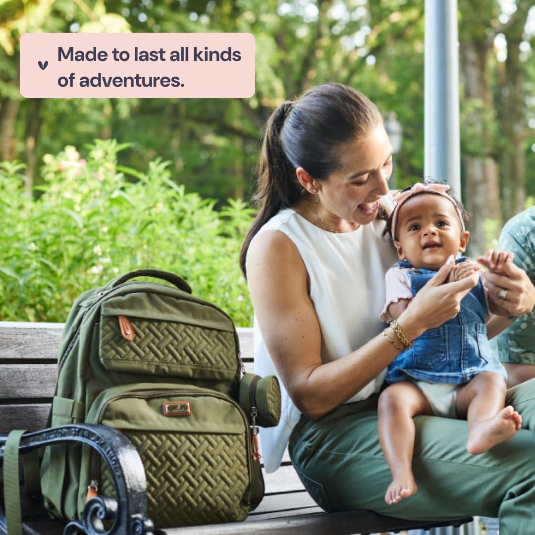 BabbleRoo - Mochila para pañales grande de viaje para bebé con cambiador, bolsas impermeables para bebé para mamá y papá, bolsas unisex con estuche para chupete, correa de equipaje y clips para