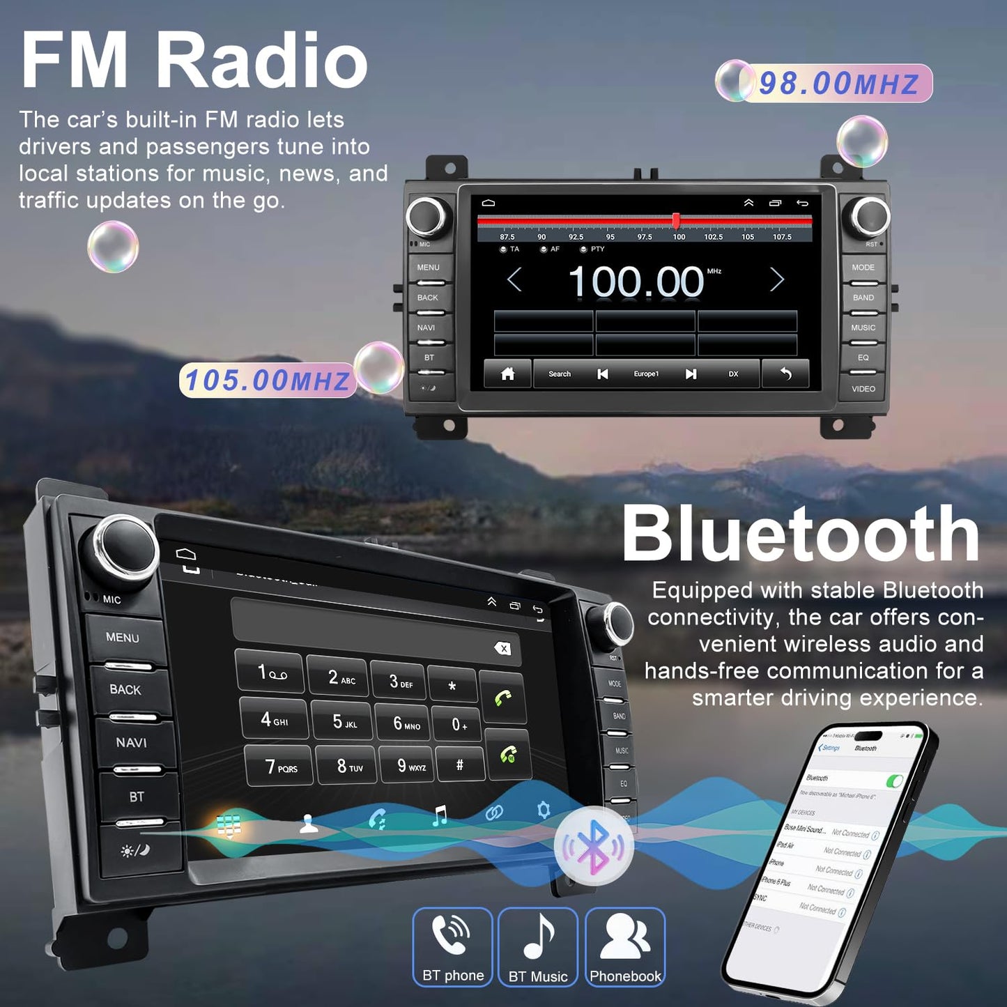 Radio de Coche para Jeep Grand Cherokee 2011-2013 y Dodge Durango 2011-2013, Pantalla Táctil Android 13 de 7'', Sistema Estéreo con CarPlay Inalámbrico Android Auto Bluetooth GPS WiFi FM SWC y Cámara