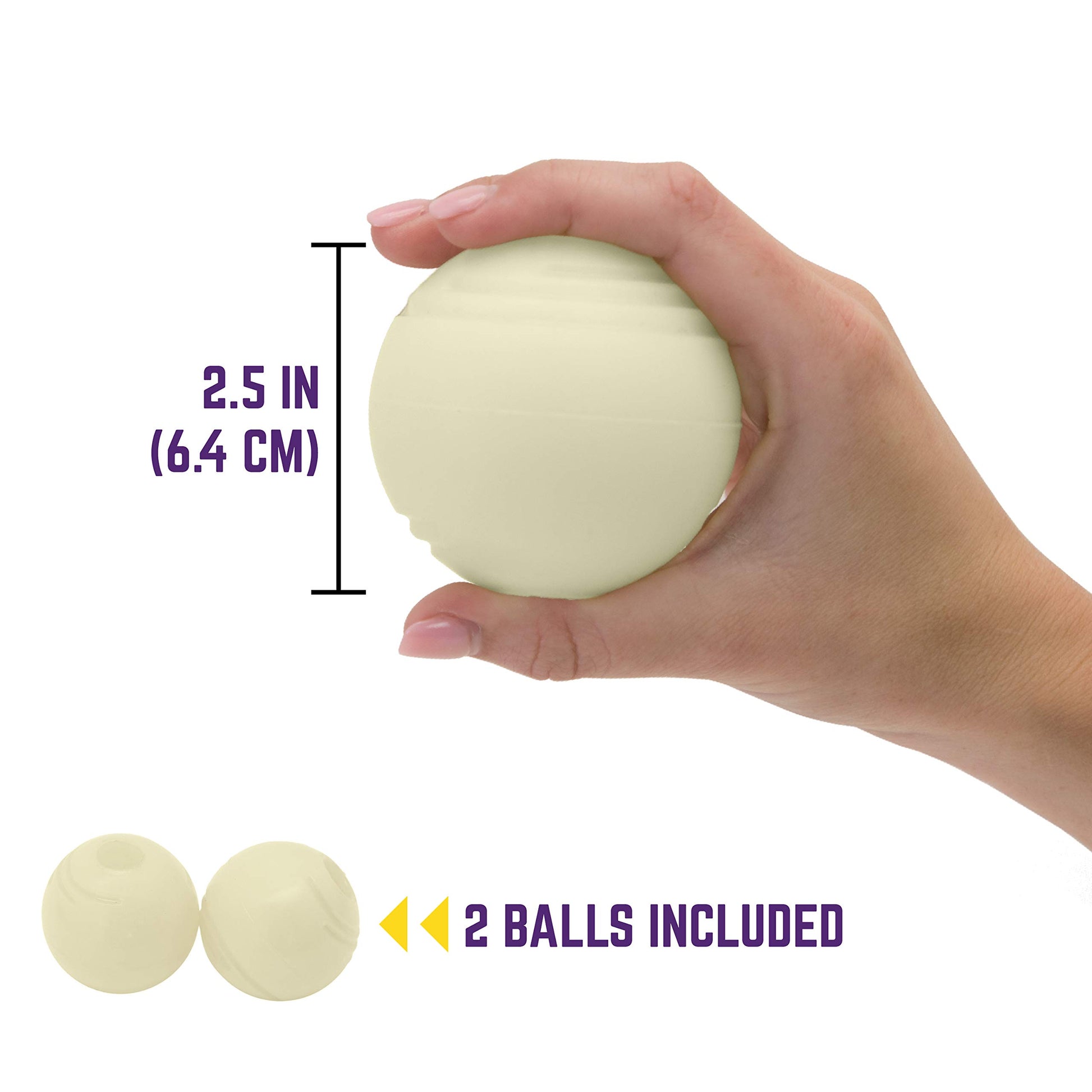 Chew King Ball, 2 Piece Glowing Fetch Ball, Dog Ball Toys, Fits Ball Launcher