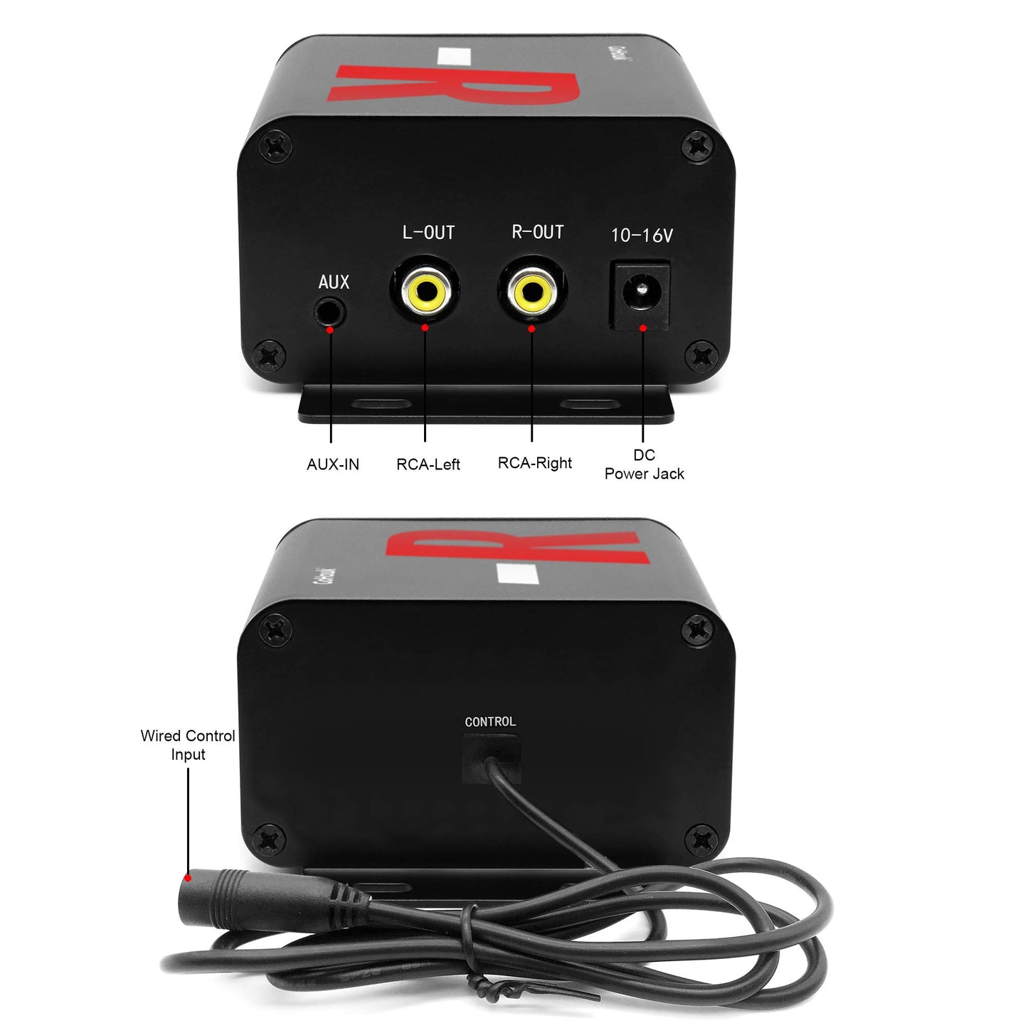 GoHawk TJ4-R - Sistema de amplificador de 4 pulgadas (10 cm), rango completo, impermeables, Bluetooth, bocinas estéreo para motocicleta, de 1 a 1.5 pulgadas (2.5 a 4 cm) Amplificador de montaje en manubrio para Harley Touring Cruiser, ATV de 4 ruedas, aux