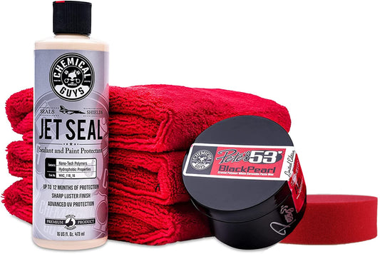 Chemical Guys Kit de protección y abrillantado de Pintura JetSeal + Pete'S 53, Seguro para Coches, Camiones, Motos, vehículos recreativos y más (6 artículos)