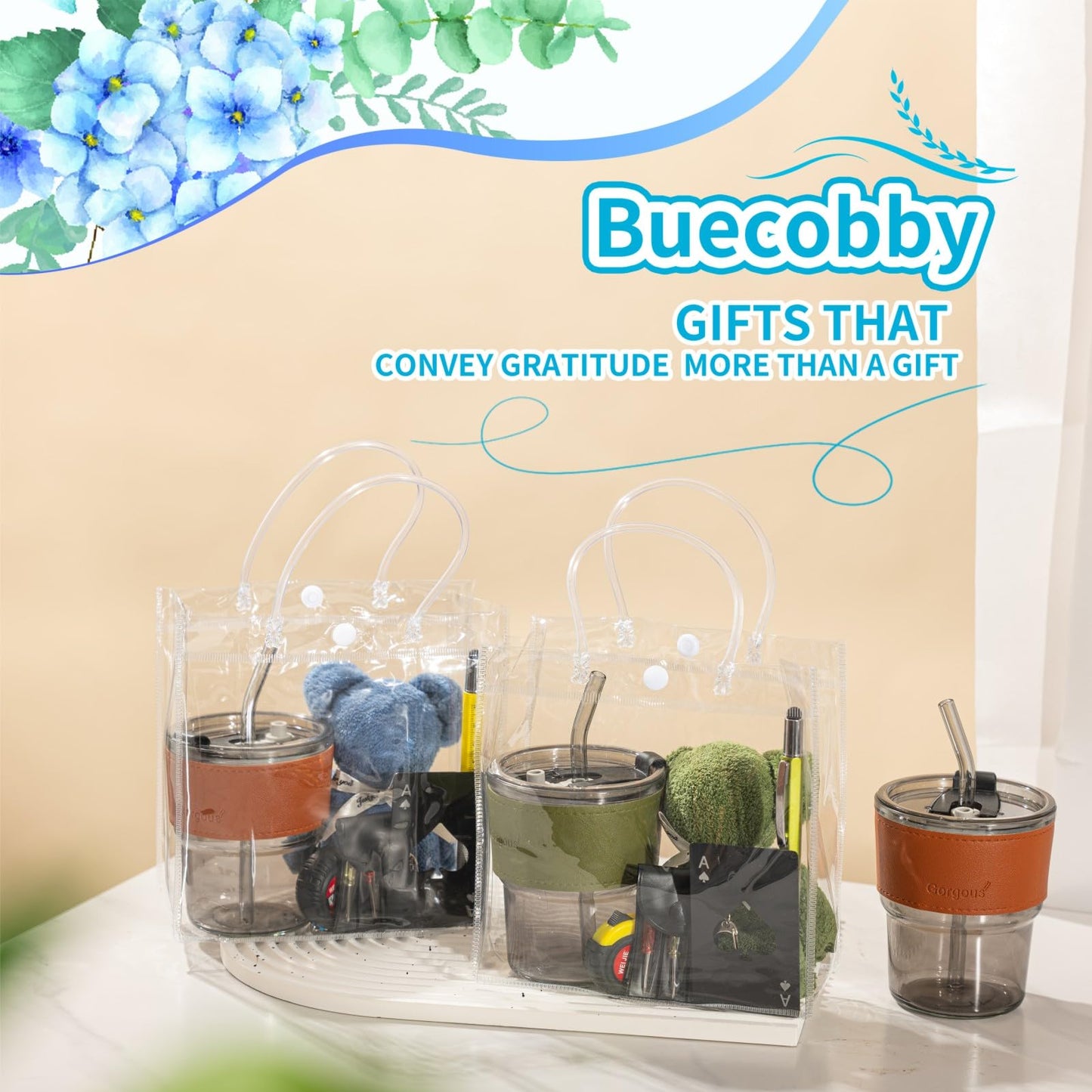 Buecobby - Juego de 2 premios para baby shower para hombres, con paño de limpieza de vasos de vidrio, mini destornillador, juego de llaveros, multiherramientas, divertidos premios útiles para