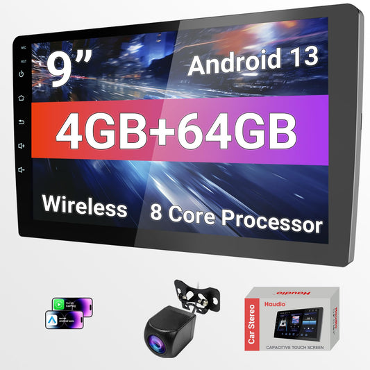 9 Inch Android 13 Car Stereo with 4G LTE, 14-Band DSP EQ, 1280x720 HD Touchscreen, MirrorLink & Dual USB - Bluetooth 5.0, Support GPS/WiFi/DVR/APK Installation, Fit for Most Cars 2010-2023