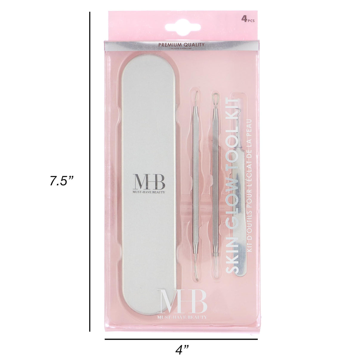 EXPRESSIONS Kit de 4 Herramientas para Iluminar La Piel, Set Profesional para Eliminar Puntos Negros con Herramientas Faciales de Acero Inoxidable Y Estuche | Suministros de Estética, Kit de Extracció